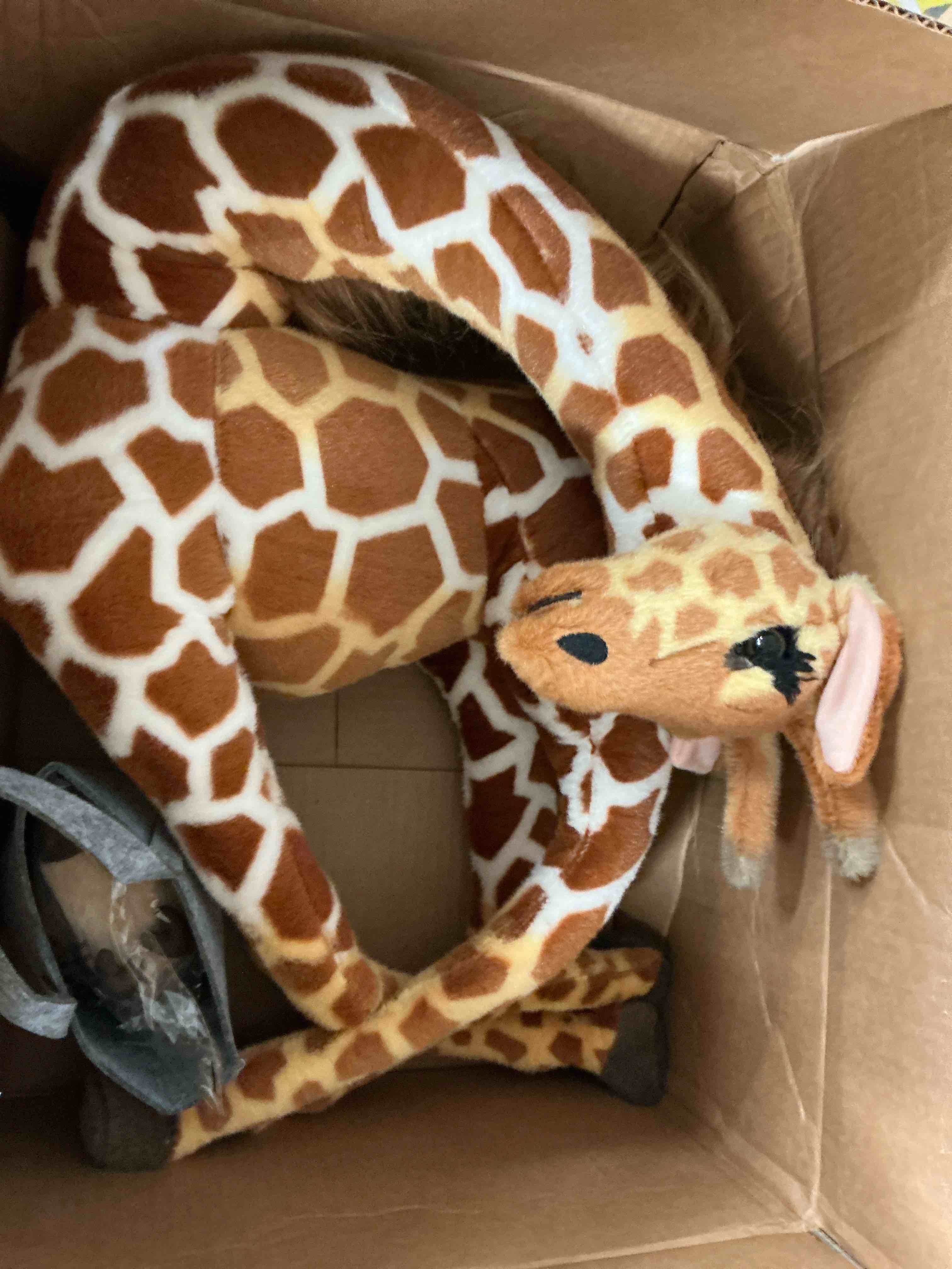 Condition photo showing New/Like New for brinjoy giant giraffe stuffed animal set 47 inch large vivid plush giraffe toy with bird&basket&leaves&card standing giraffe for kids
