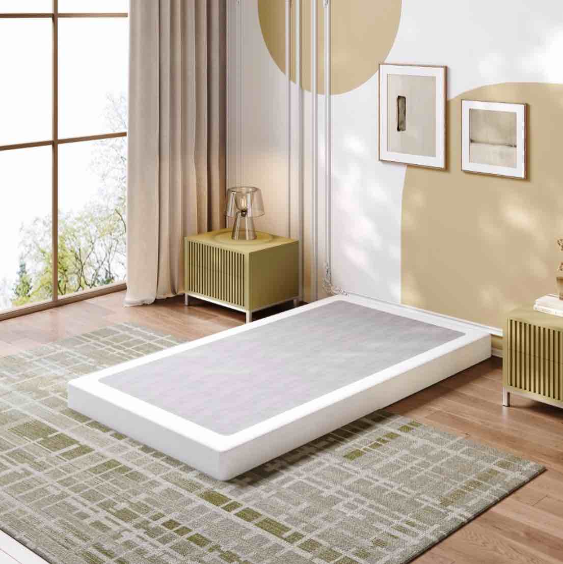 louveta 5" twin metal box spring, heavy duty mattress foundation with fabric cover, noise-free, easy assembly
