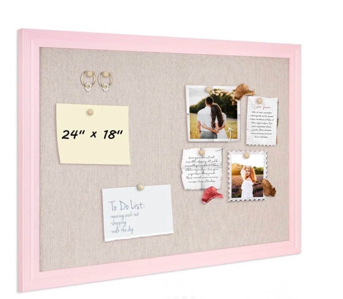 wood bulletin linen wall bulletin board 18 x 24 decorative hanging pin board pink frame cork board light bulletin boards for wall decor for home kitchen office pink wood frame
