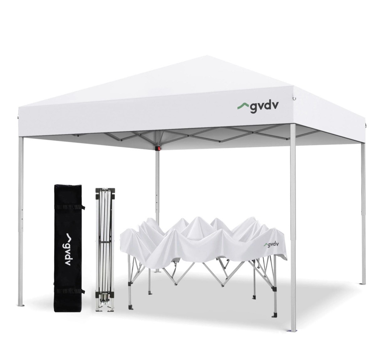 gvdv 10 ft x 10 ft easy pop up outdoor canopy tent, straight legs instant canopy for outside with carrying bag, white