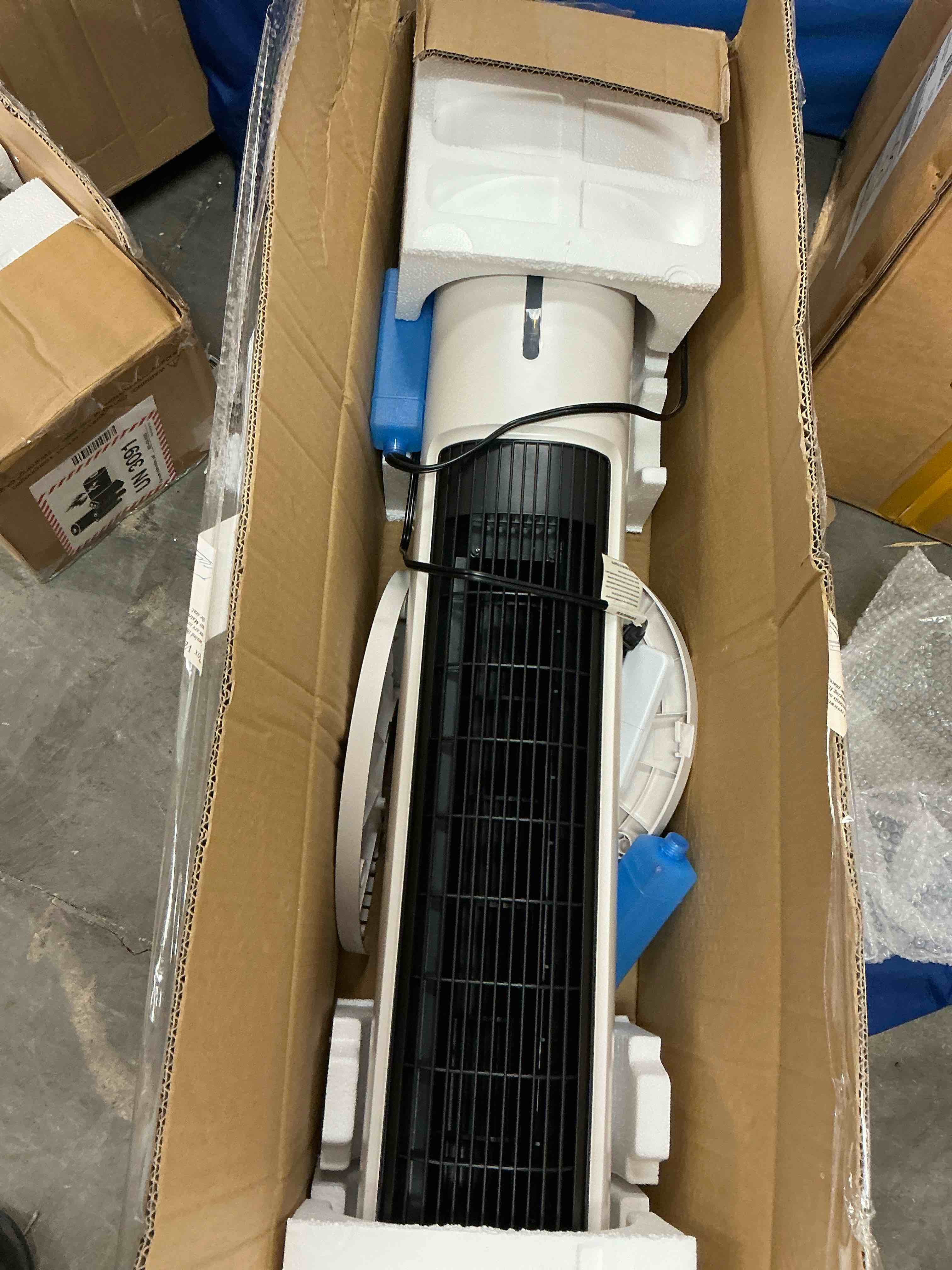 Condition photo showing Good Condition for evaporative air cooler tower fan for home bedroom 40 floor standing cooling fans 90° oscillating 4 modes & 4 speeds 12h timer 2 ice crystal boxes