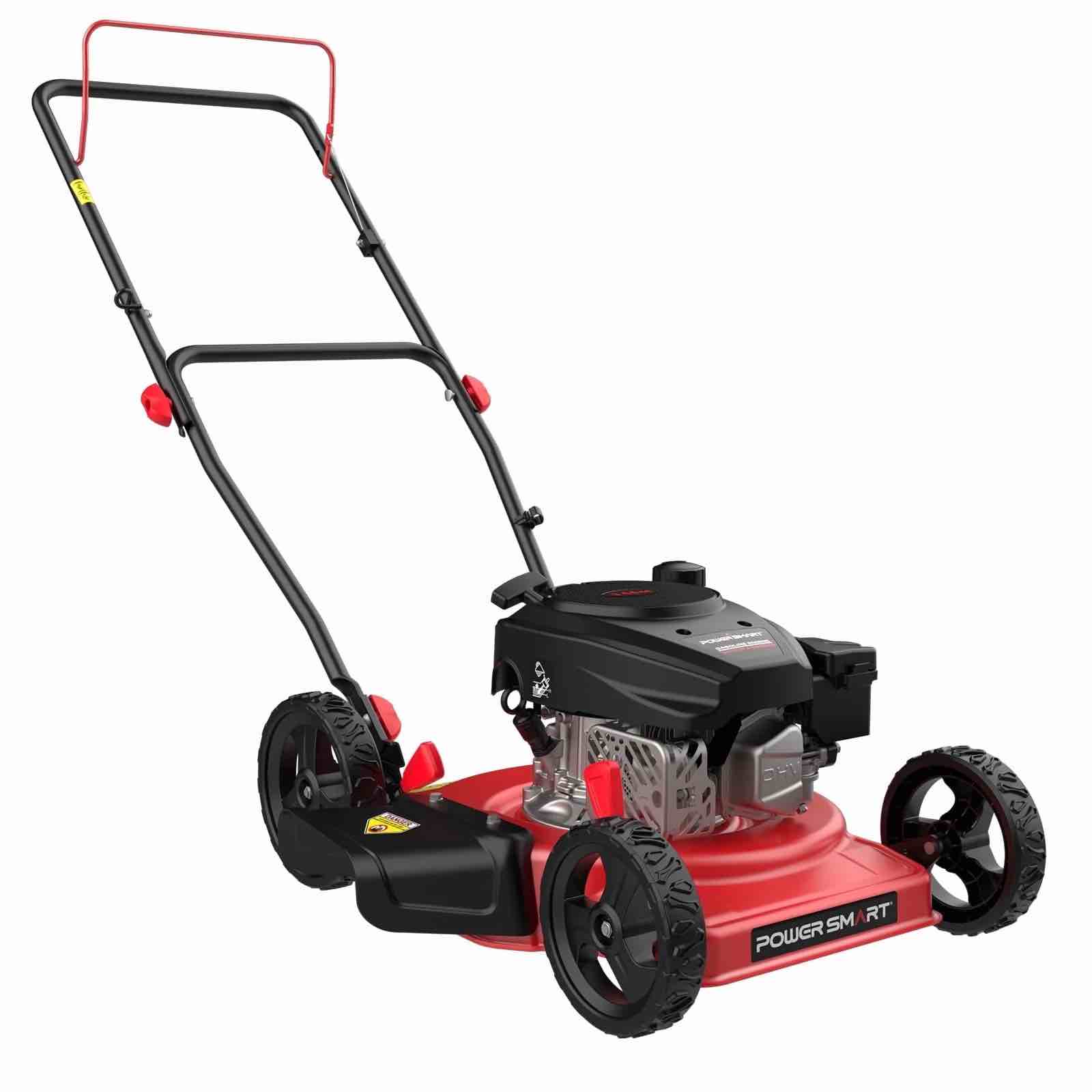 powersmart 144cc 18 gas push lawn mower steel deck 5-position height adjustment