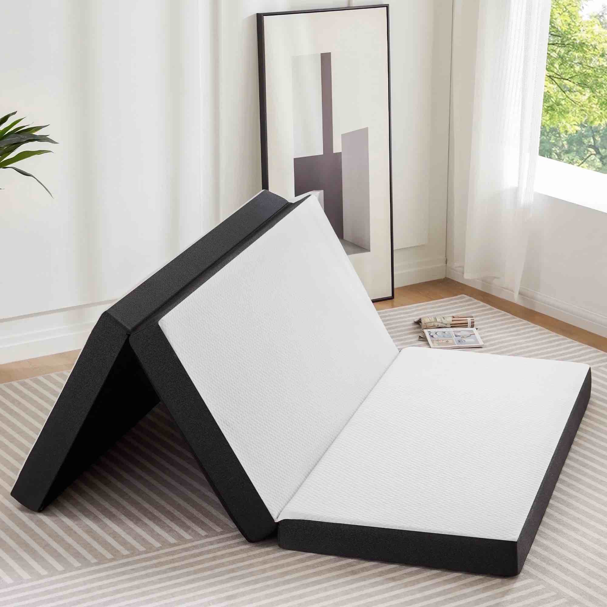 jioabl 3 inch twin size tri-fold memory foam mattress portable foldable floor bed with certipur-us certified white
