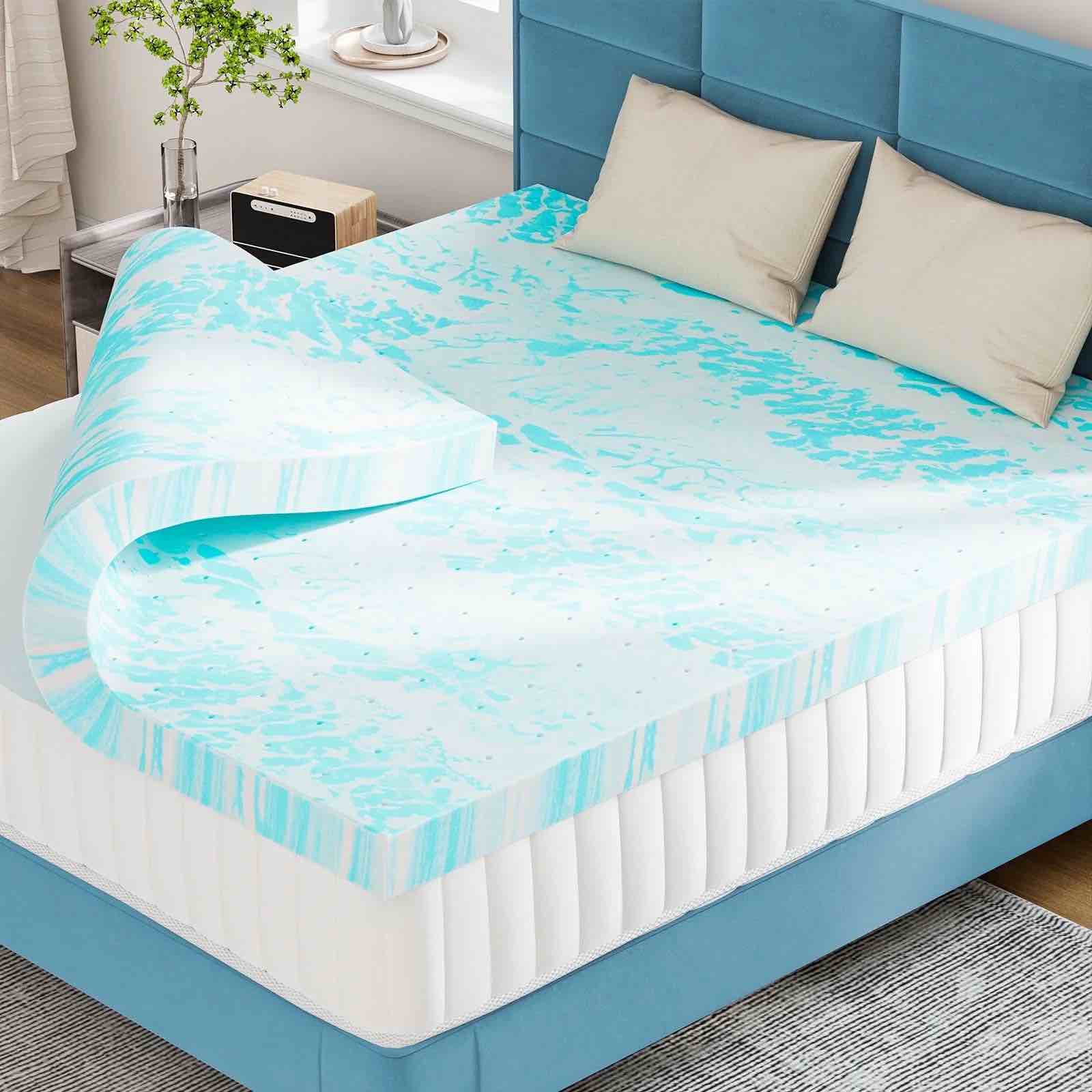 concetta 2 inch twinxl size memory foam mattress topper with cooling gel, pressure relief for back pain, comfort bed topper, certipur-us certified