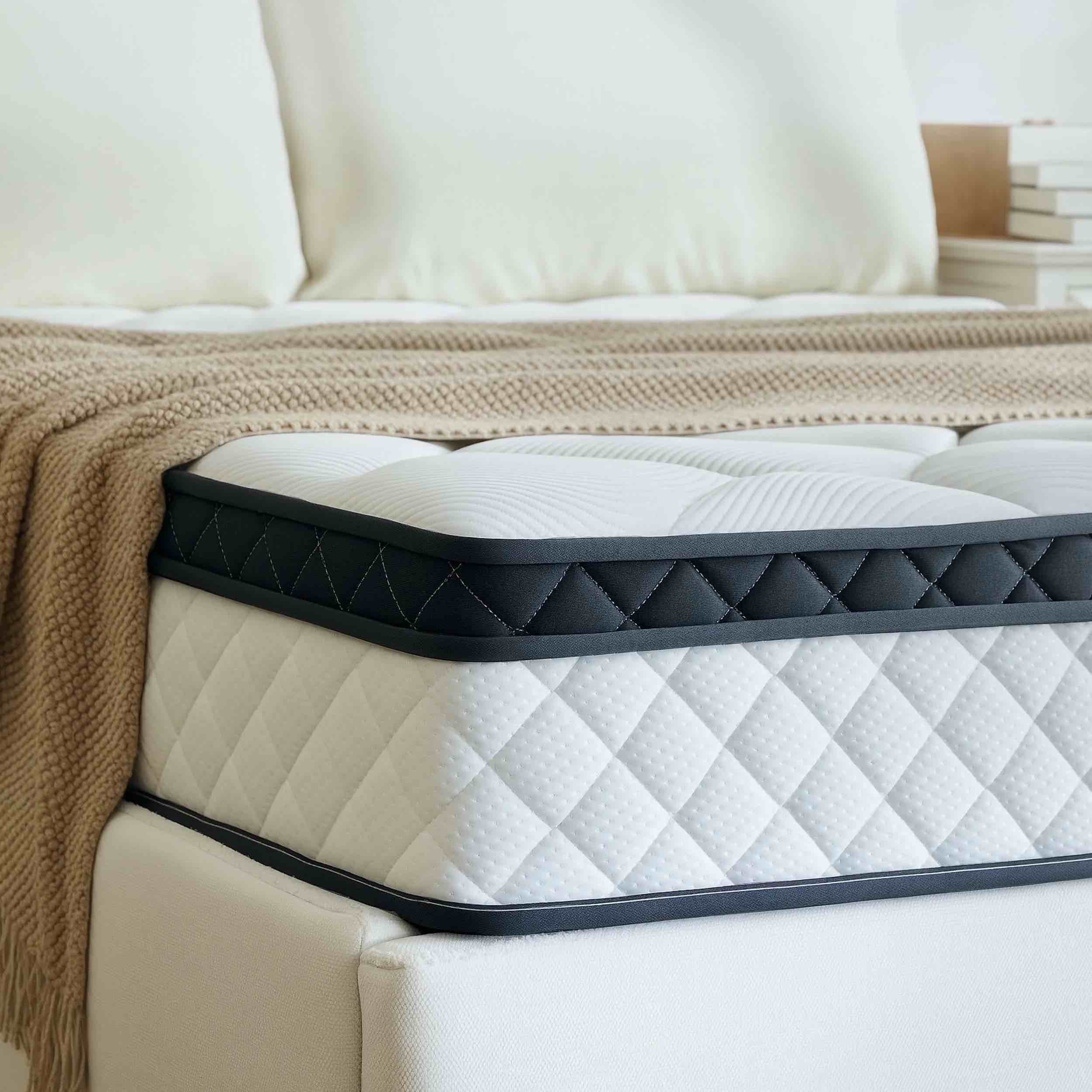 12" full mattress memory foam & individual pocket spring hybrid mattress, medium firmness, mattress in a box, certipur-us