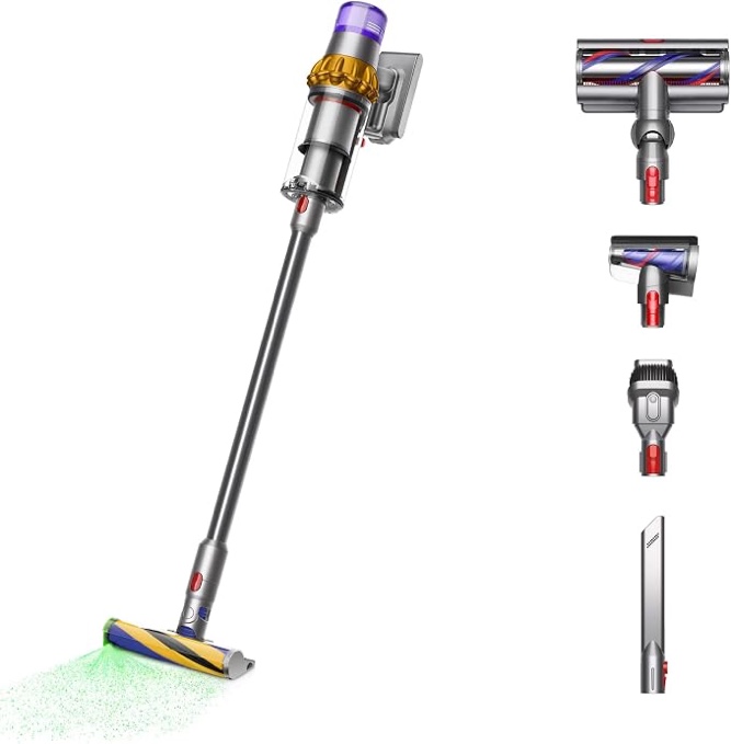 dyson v15 detect cordless vacuum cleaner, yellow/nickel large yellow/nickel
