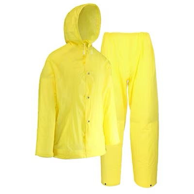 safety works 2-piece men's large yellow rain suit