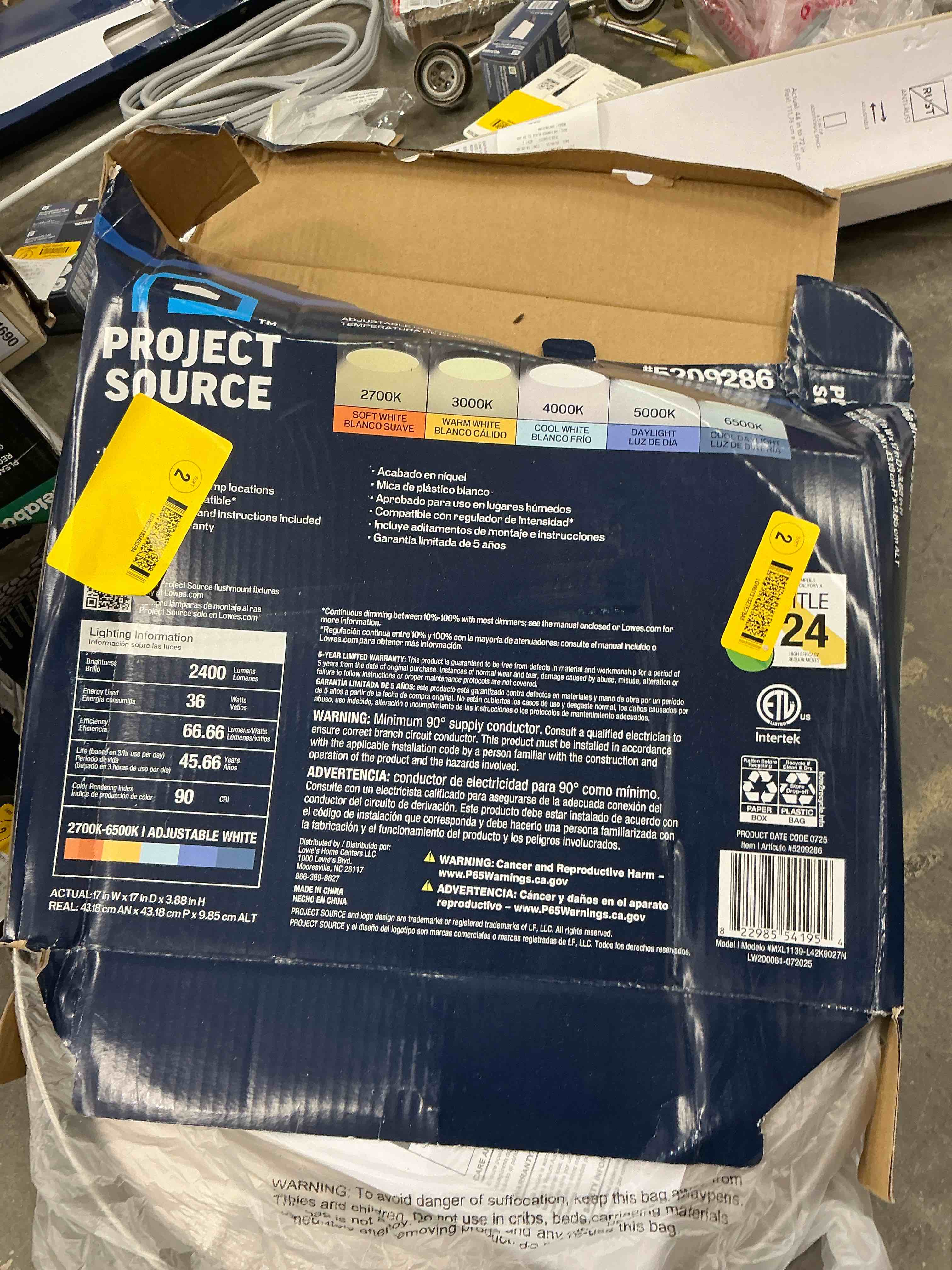 Condition photo showing Good Condition for project source 17-in brushed nickel indoor 1 -light led tunable white flush mount light with plastic