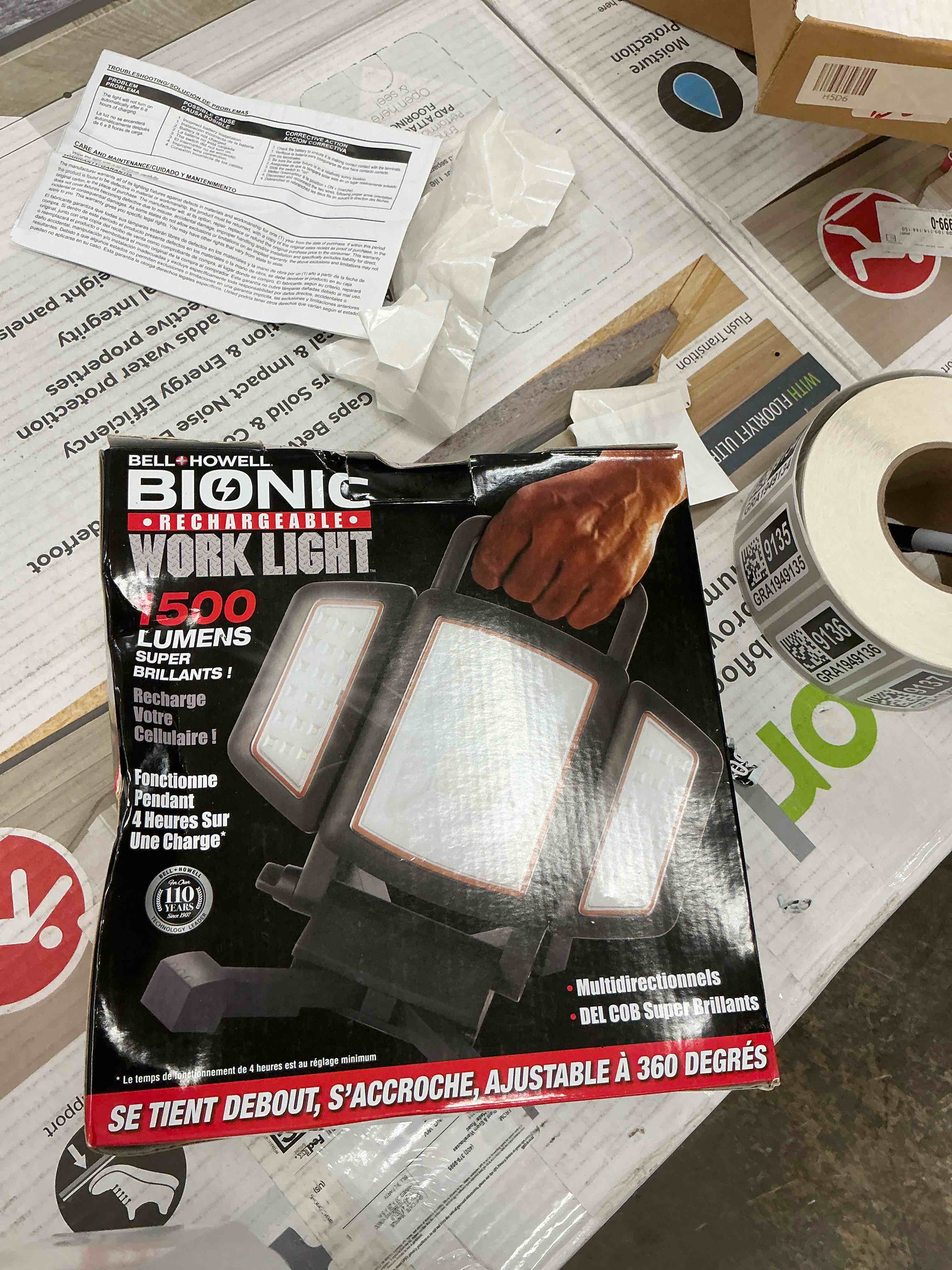Condition photo showing Good Condition for bell+howell work light portable rechargeable work lights1500 lumens as seen on tv