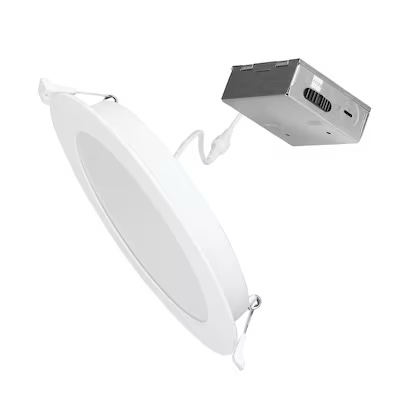 utilitech white 6-in 650 -lumens switchable white round dimmable led canless wet rated recessed