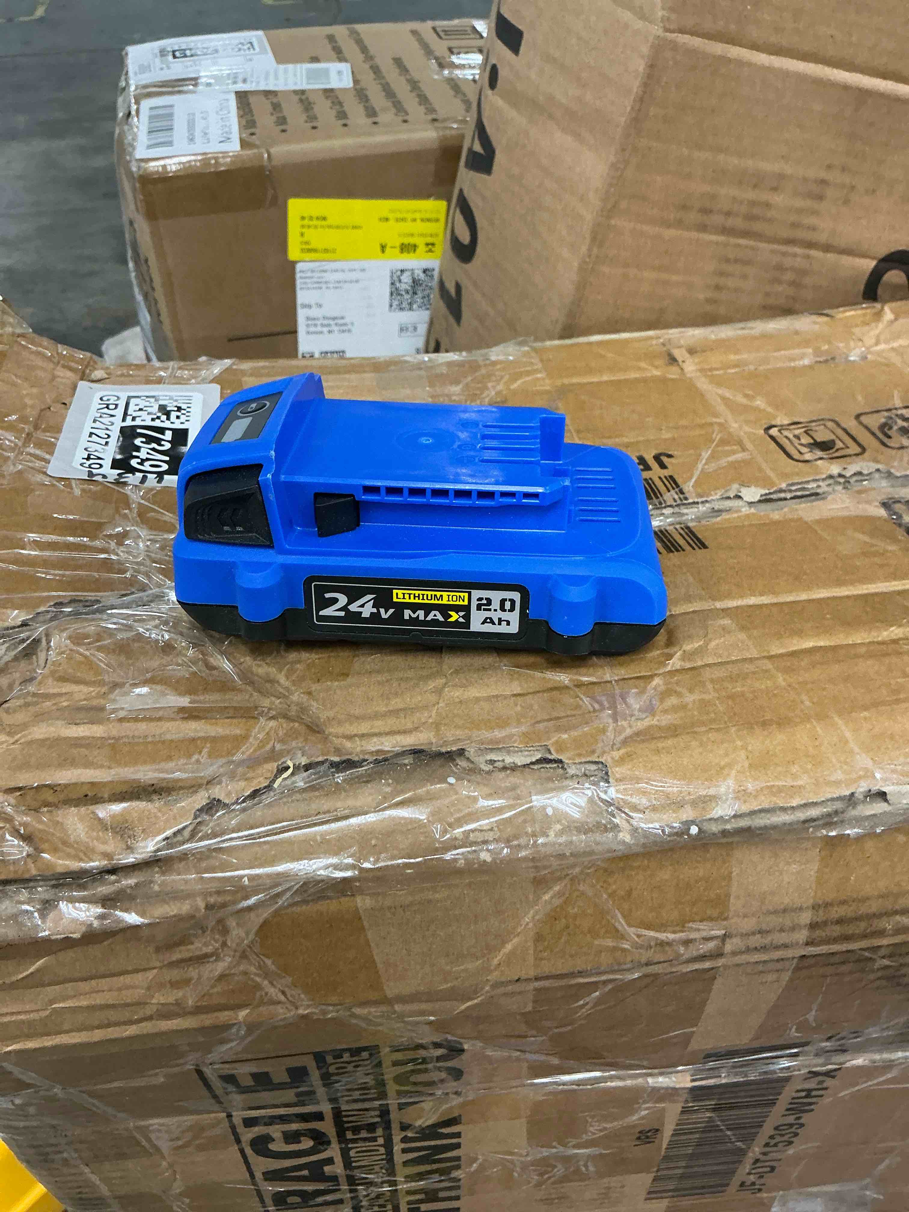 Condition photo showing As Is for kobalt 24 -volt 1 -pack battery ( 2 ah lithium )