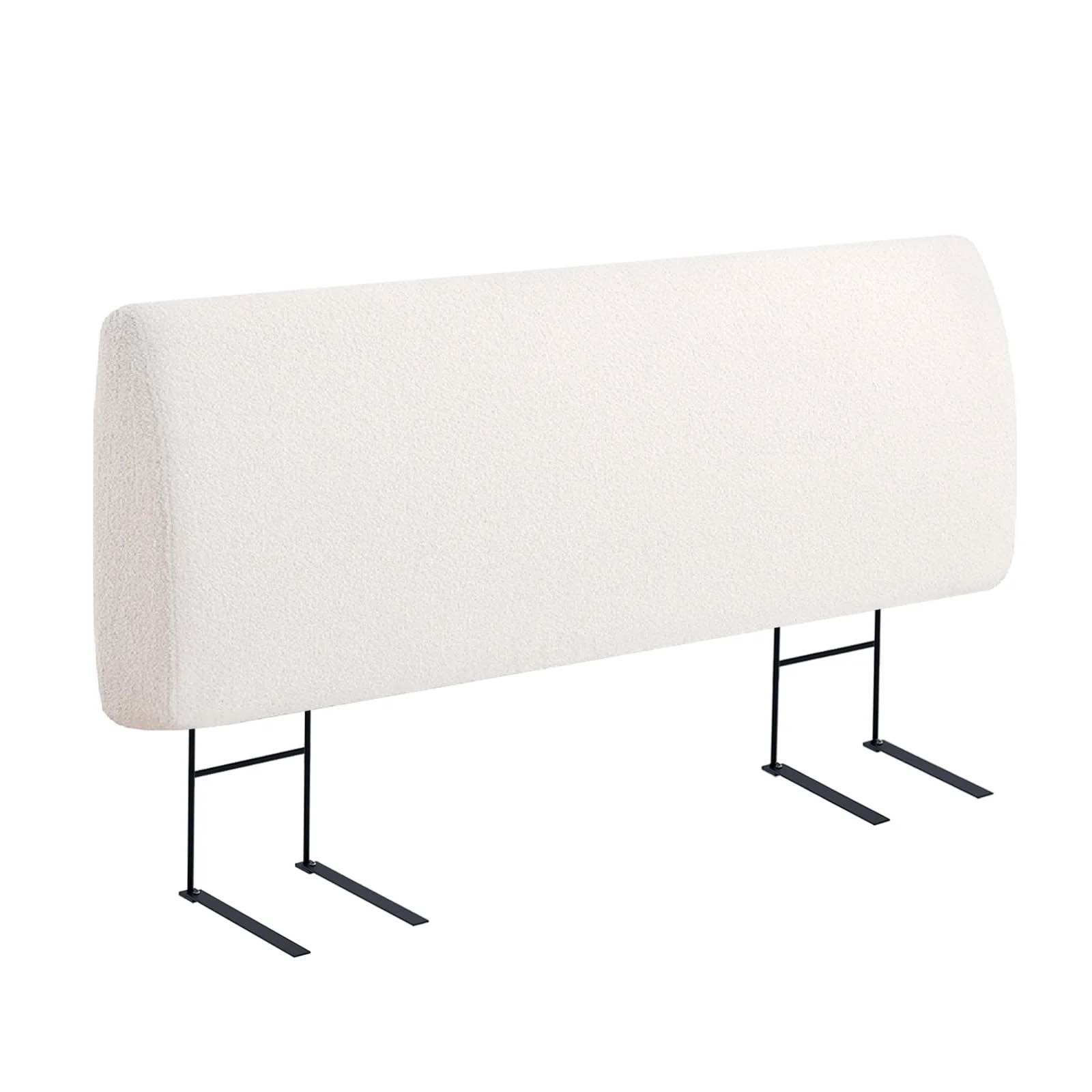 pinmoco upholstered foam headboard for king bed, height adjustable and ergonomic head board, teddy velvet white