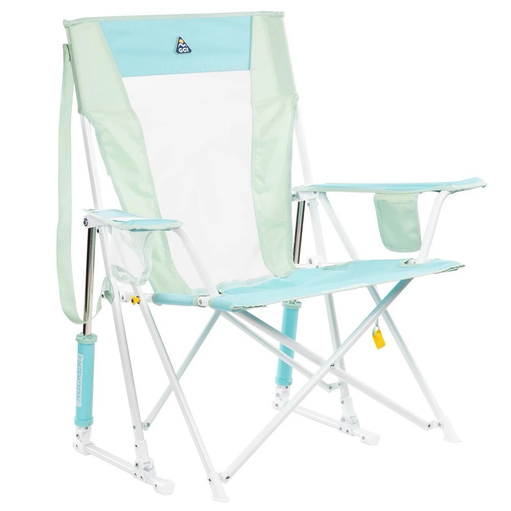 gci outdoor comfort pro rocker camping chair with mesh backrest pastel green colorblock