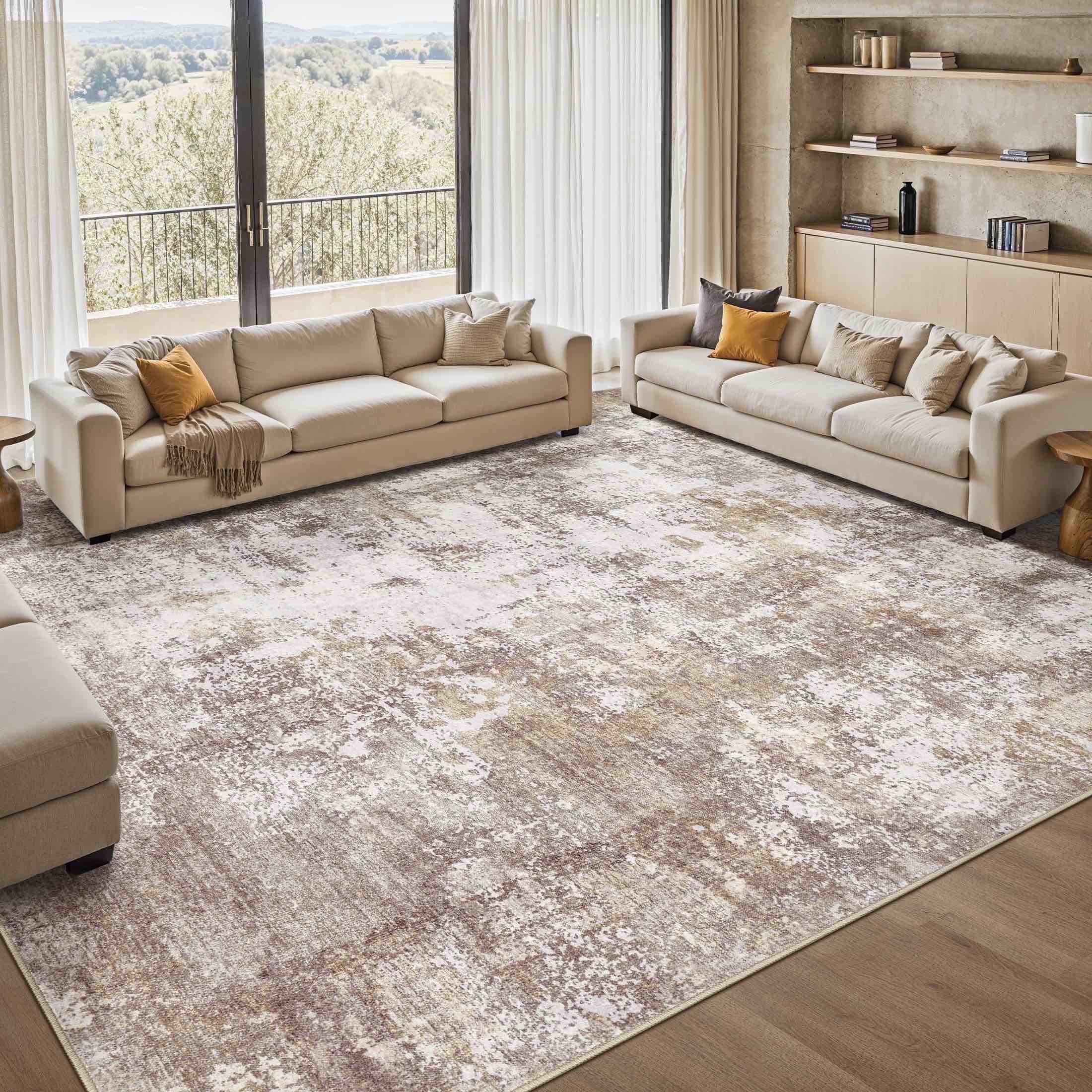 uermei area rugs for living room 10x12 washable rug vintage pattern large non-slip stain resistant soft durable floor carpet for bedroom  dining room 