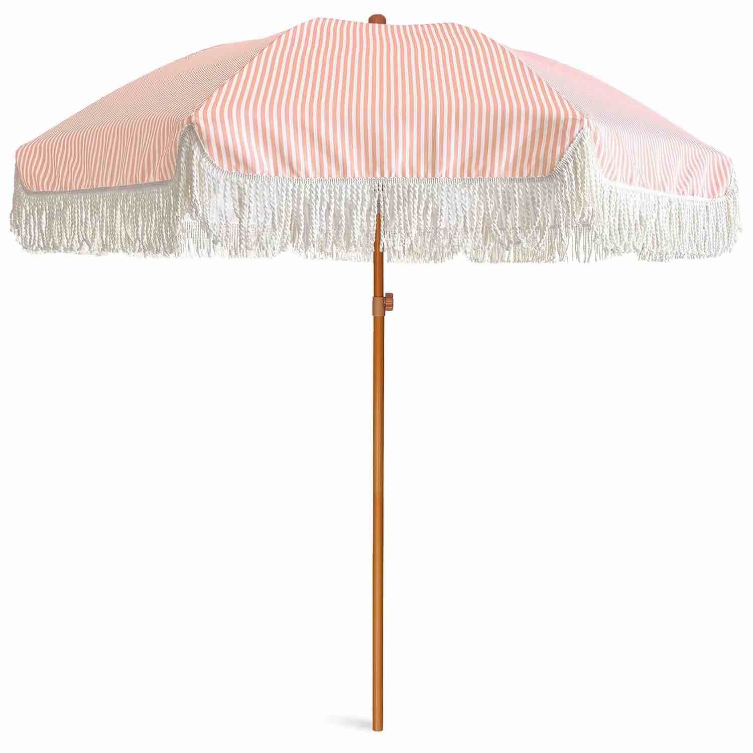 ammsun 7ft patio umbrella with fringe tassel outdoor upf50+ shade tilt shelter,peach pink