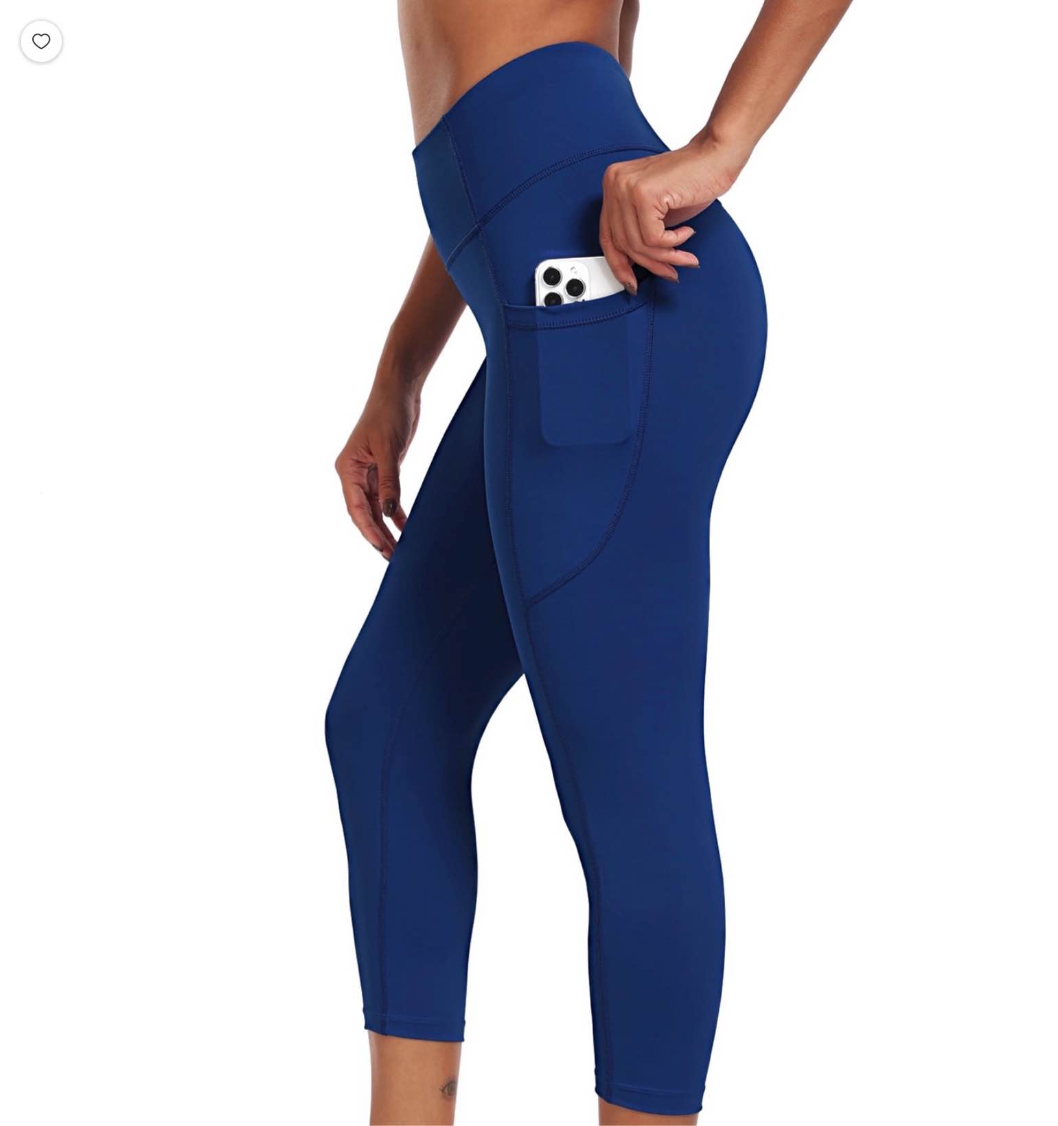 neleus womens high waist capri yoga leggings cropped pant for workout with two pockets navy blue us size xl