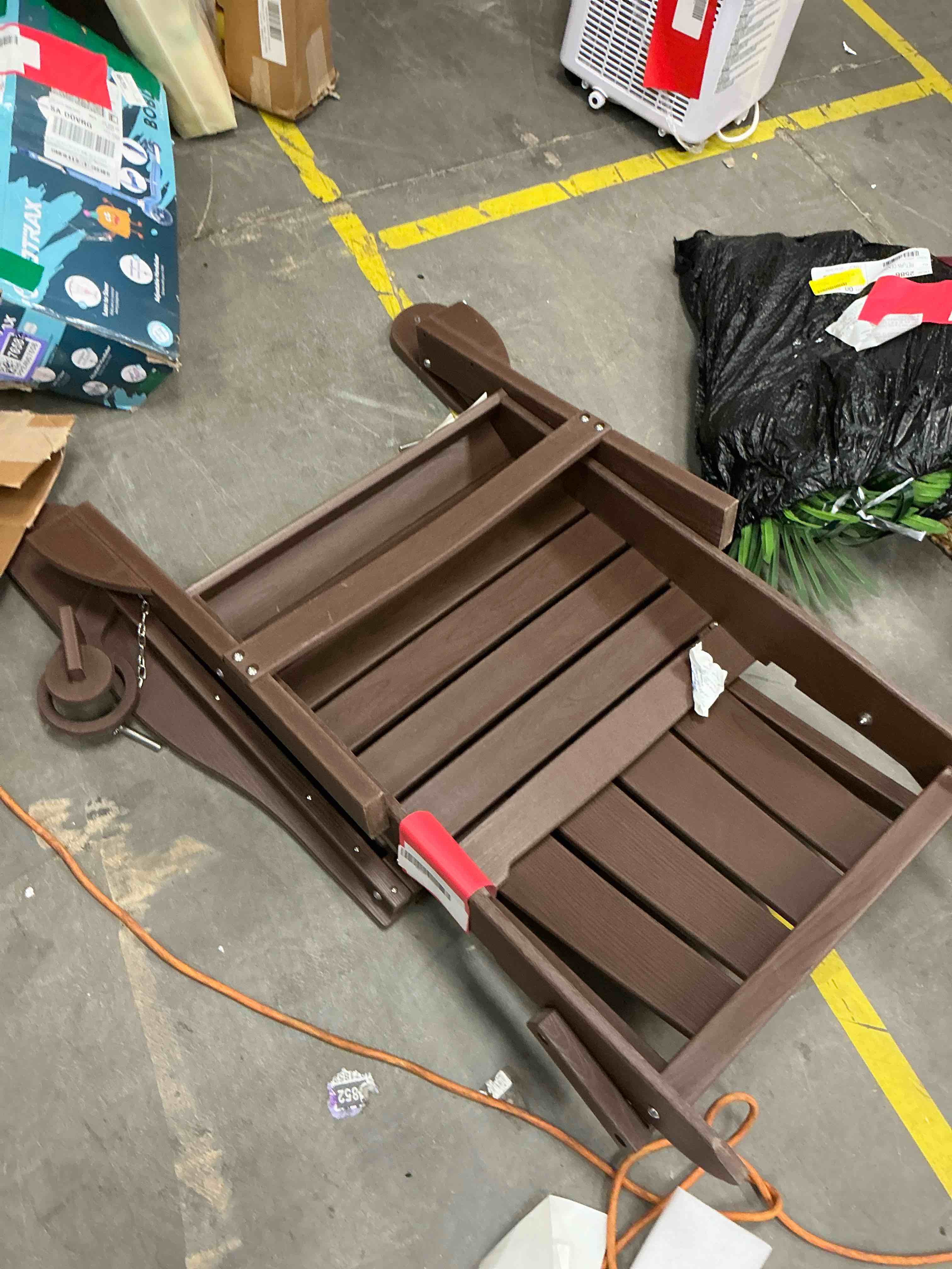 Condition photo showing Good Condition for jonpony folding adirondack chair - hdpe all-weather outdoor chairs, patio chairs outdoor wood like adirondack chair for backyard, camping, pool & fire pit,brown