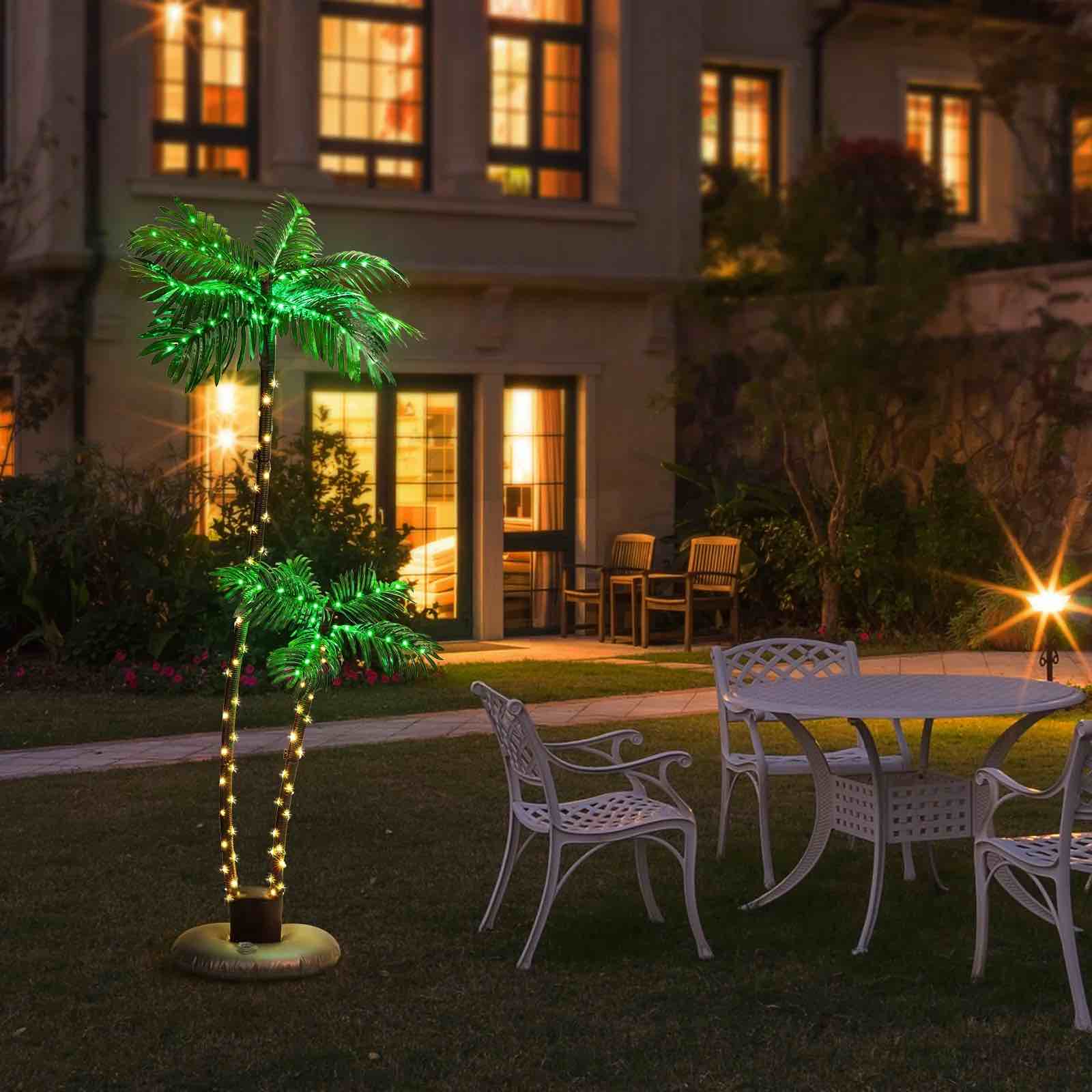 solar lighted palm trees for outside patio