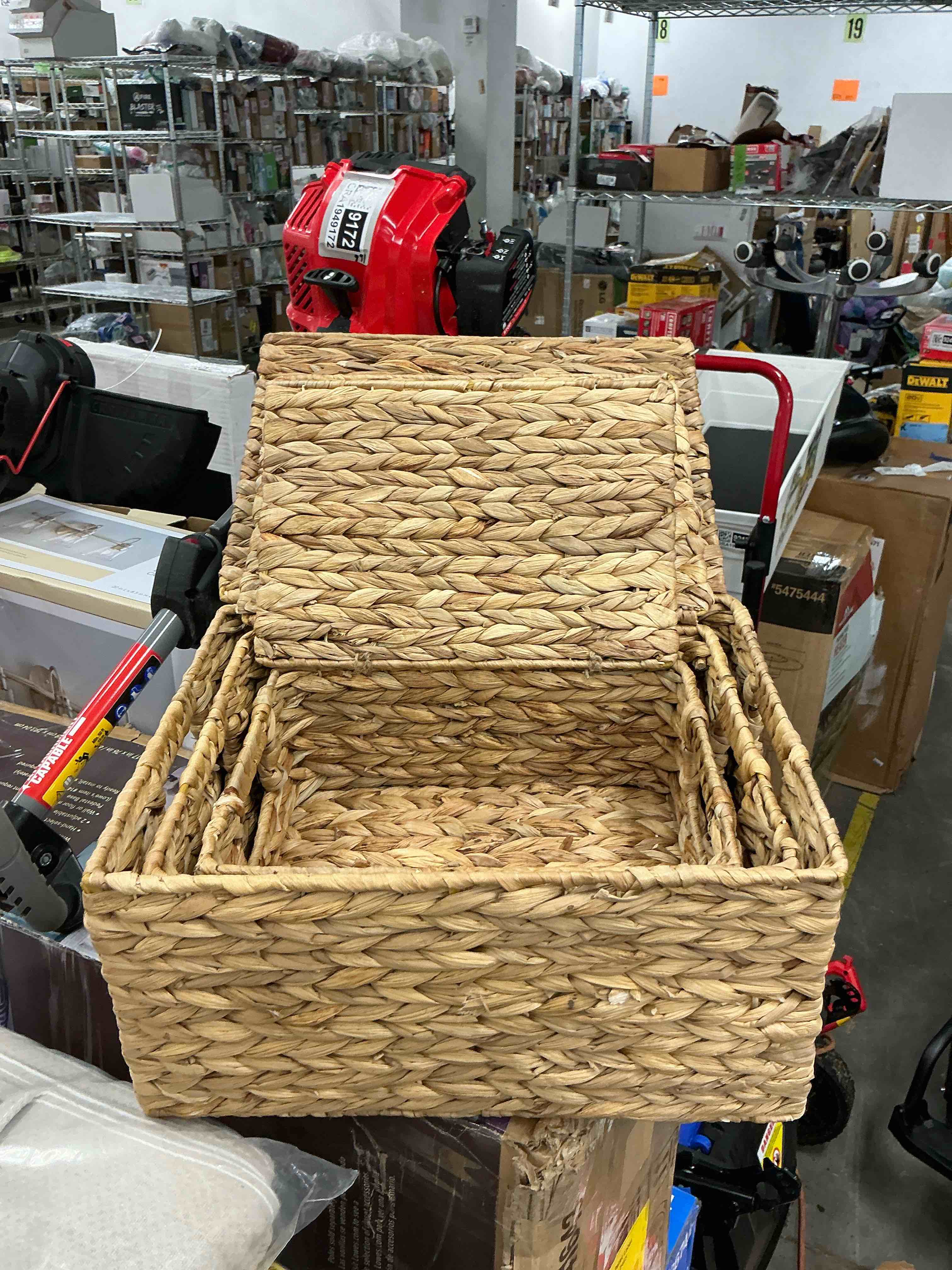 Condition photo showing Good Condition for wicker storage baskets with lid, basket with lid decorative storage rectangle