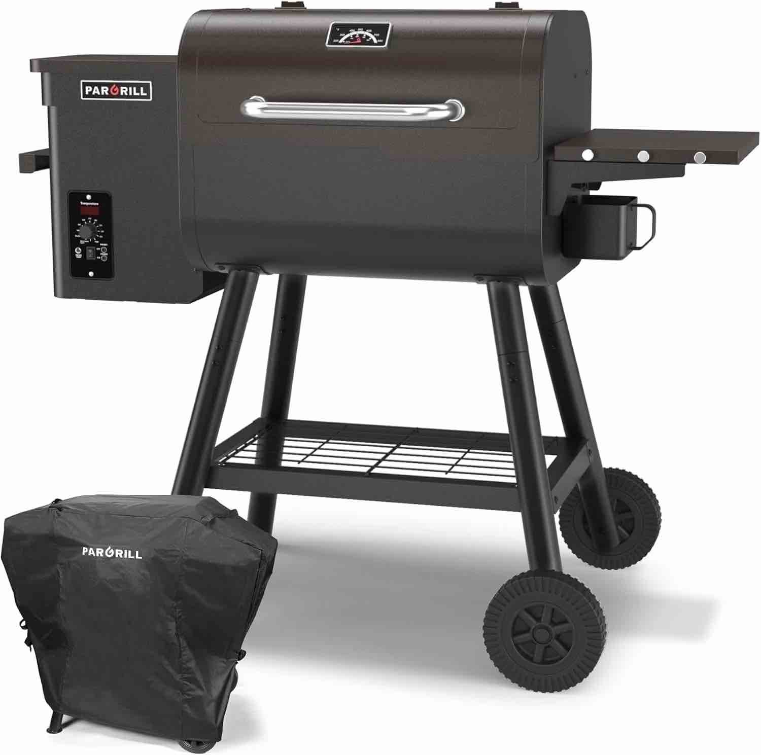pargrill 467 sq.in wood pellet grill & smoker, bronze black bbq grill with cover