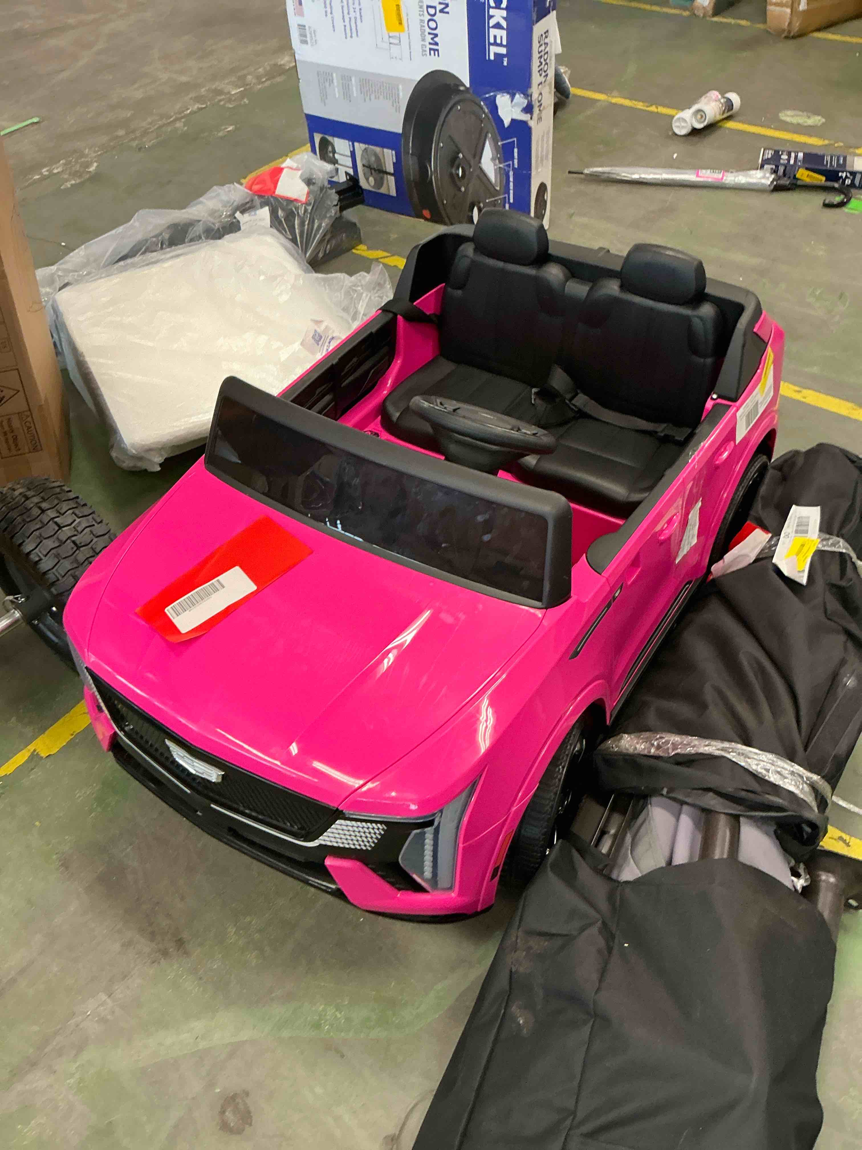 Condition photo showing Good Condition for 24v 2 seater ride on cars, licensed cadillac escalade iq powered ride on toys truck with remote control, 4 wheels spring suspension, led light, electric cars for kids ages 3-8 gifts, pink