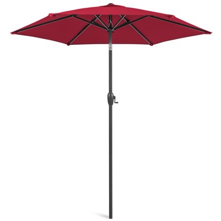 best choice products 7.5ft heavy-duty outdoor market patio umbrella w/ push button tilt  easy crank  red