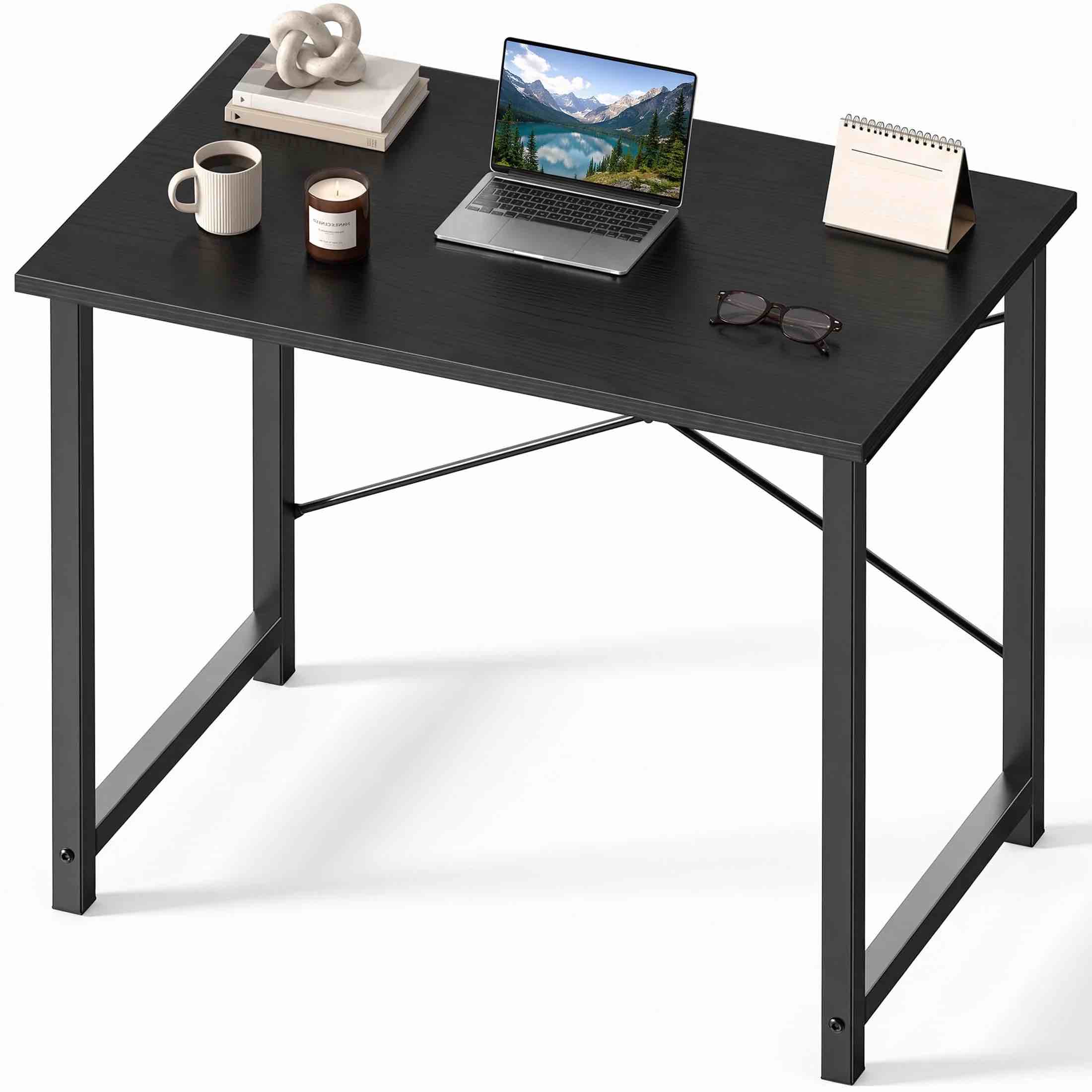edx 31 inch computer desk modern writing desk, industrial office desk, office table for small spaces,sturdy laptop table for home office, black