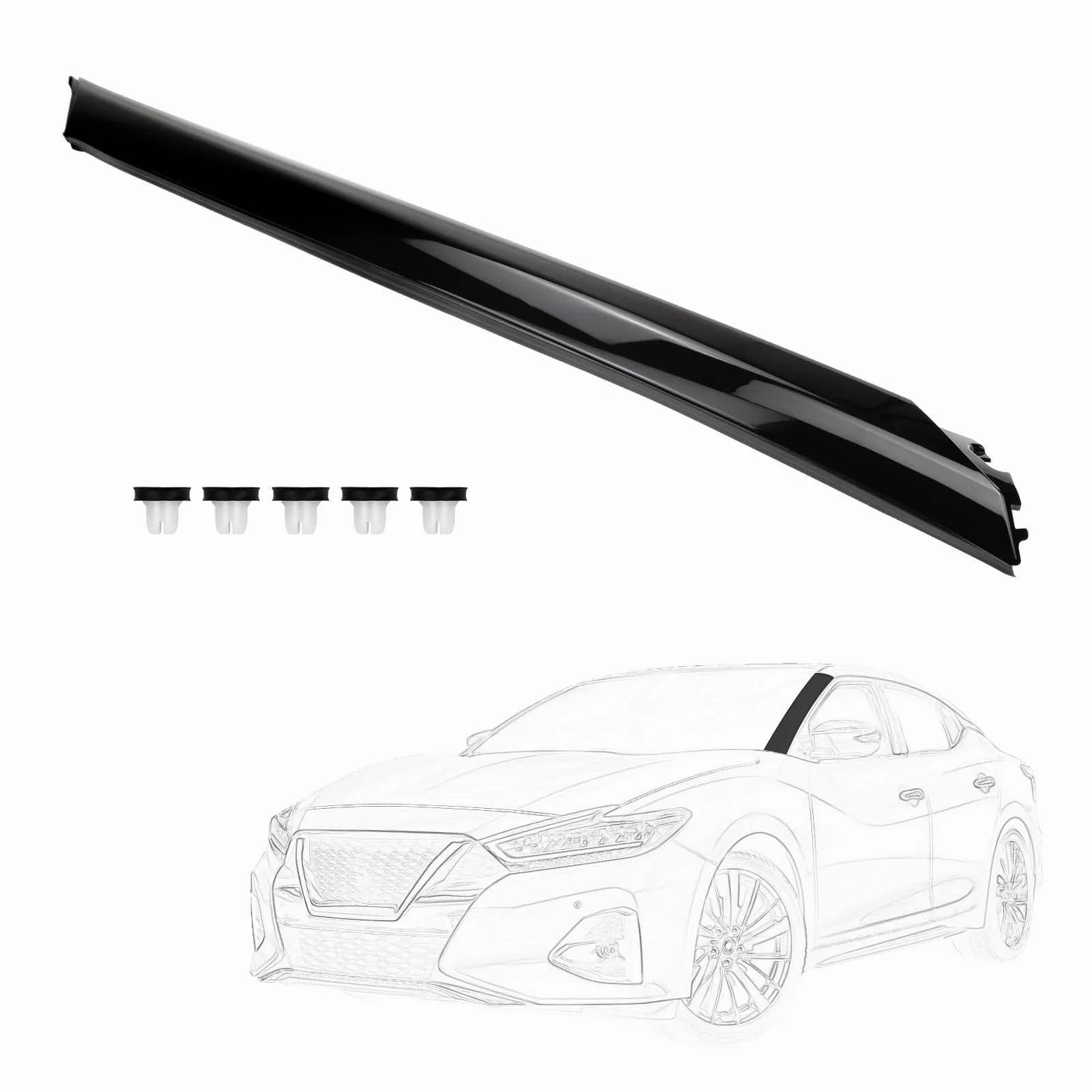 FEXON Front Windshield a-Pillar Trim Molding Left Driver Side Gloss Black Compatible with Nissan Maxima 2016-2020 Replaces 76837-9DD0A