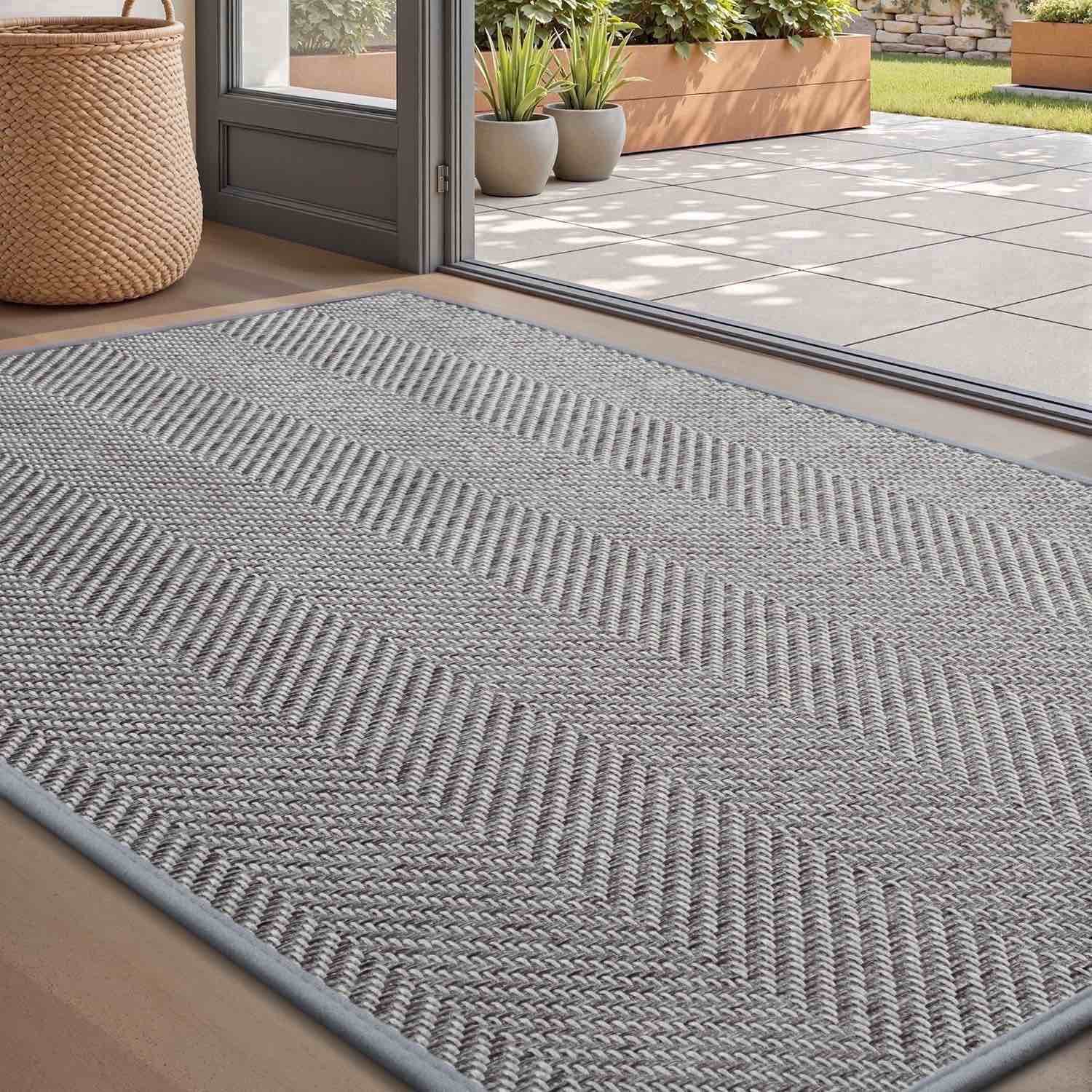 FEELHOME Door Mats for Inside 2 X6 Non Slip Rubber Welcome Mat for Inside Low-Profile Dirt Trapper Indoor Door Mats for Entryway Absorbent Washable E