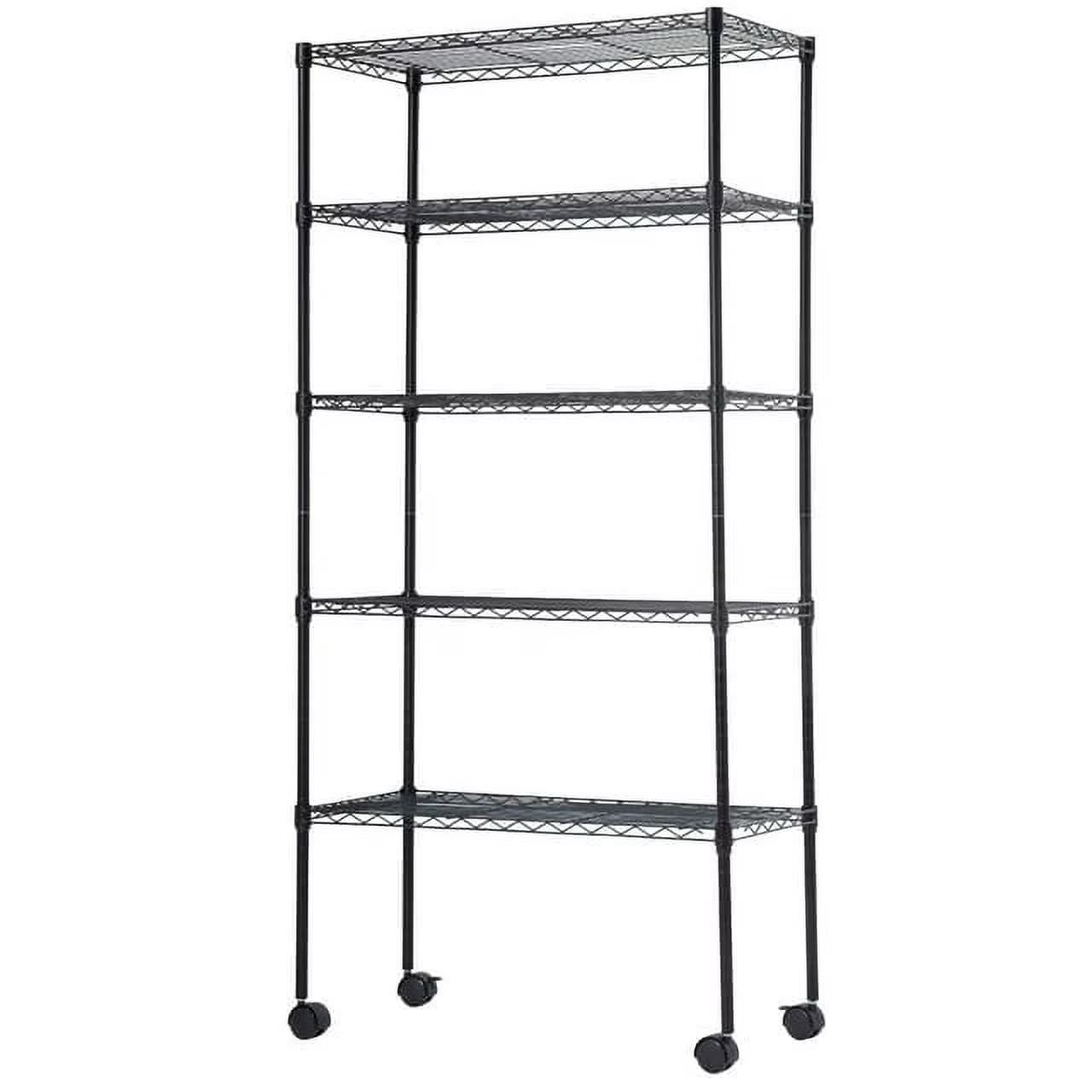 BestOffice 14 W x 30 D x60 H-Shelf Adjustable Standing Garage Shelves Shelving Unit with Wheels Black
