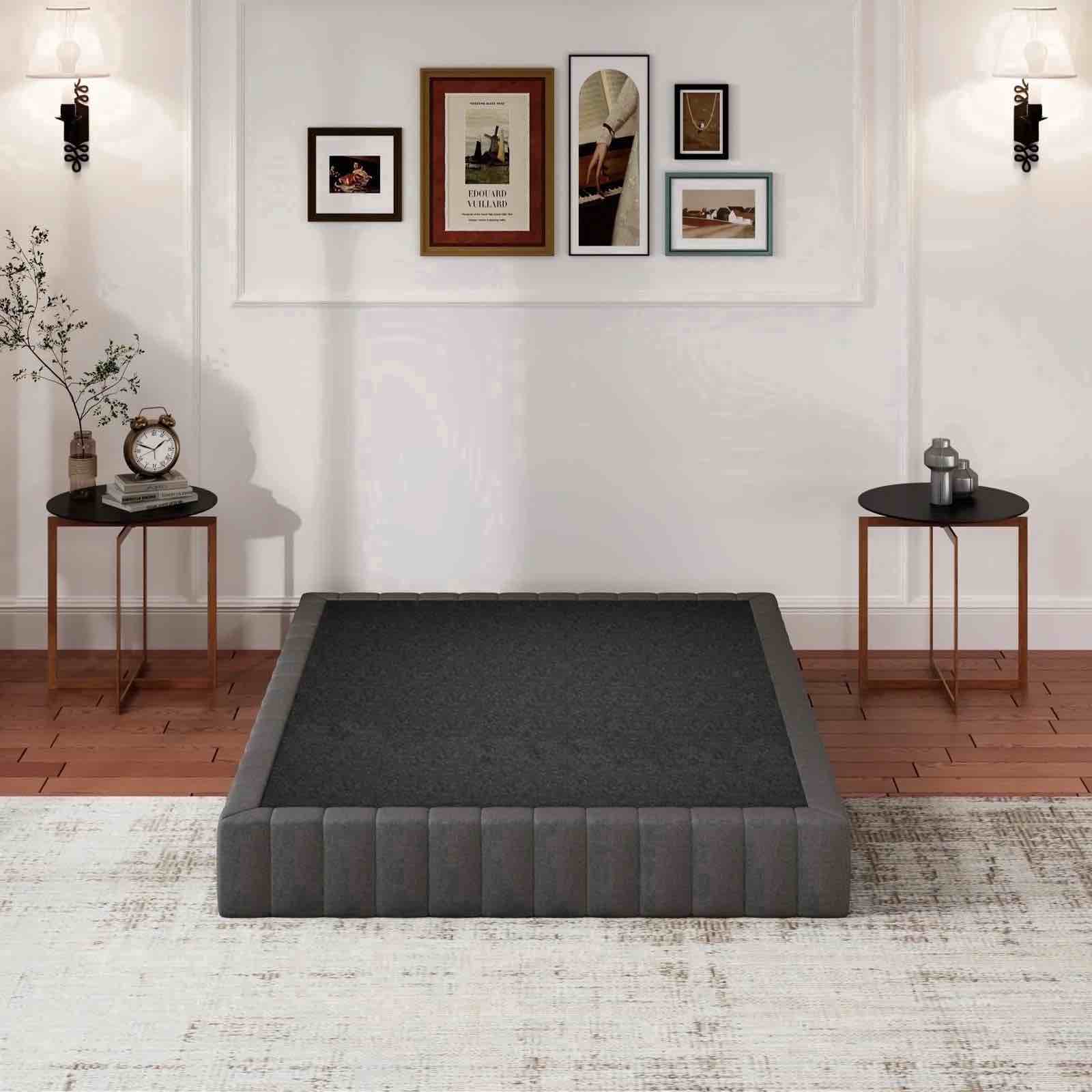 Full Box Spring, 9 Inch Box Springs Basics Bed Base, Mattress Foundation, Black Heavy Duty Metal Structure with Cover,Easy Assembly