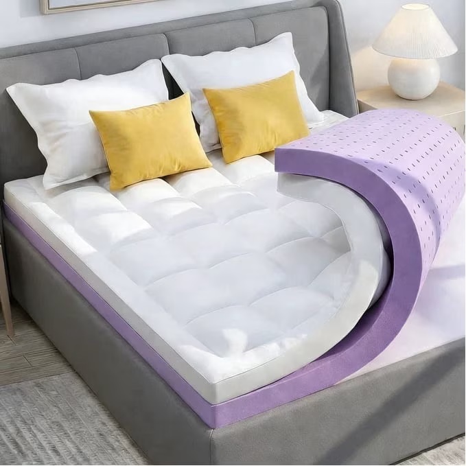 4 Inch Memory Foam Mattress Topper Dual Layer Support 3 Inch Cooling Gel Memory Foam Plus 1 Inch Down Alternative Quilted Pillow Top Cover King Size