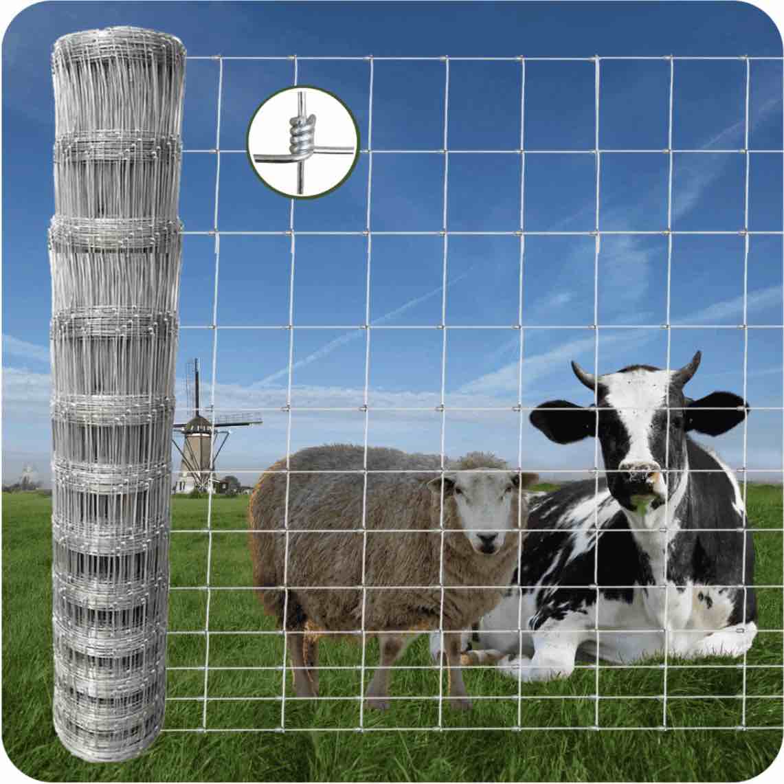 Farm Fence 6ft x 100ft Heavy Zinc Coating Field Wire Fencing  Deer Fence  Galvanized Livestock Fence Goat Fence Hog Wire Fencing  Garden Fencing Used to Yard and Garden