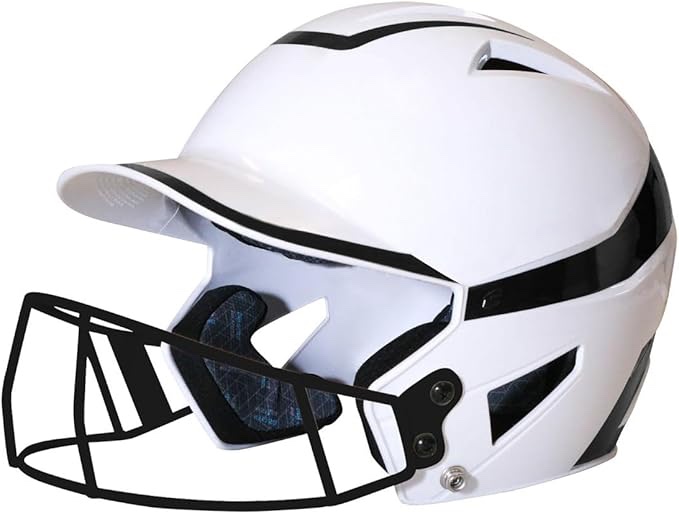 Champro Rise Pro Girls Softball Batting Helmet with Face Guard - Youth and Adult Sizes in Several Colors - Girls Softball Helmets - Bio Fresh/DRI-Gear Pad Liner Medium White, Black