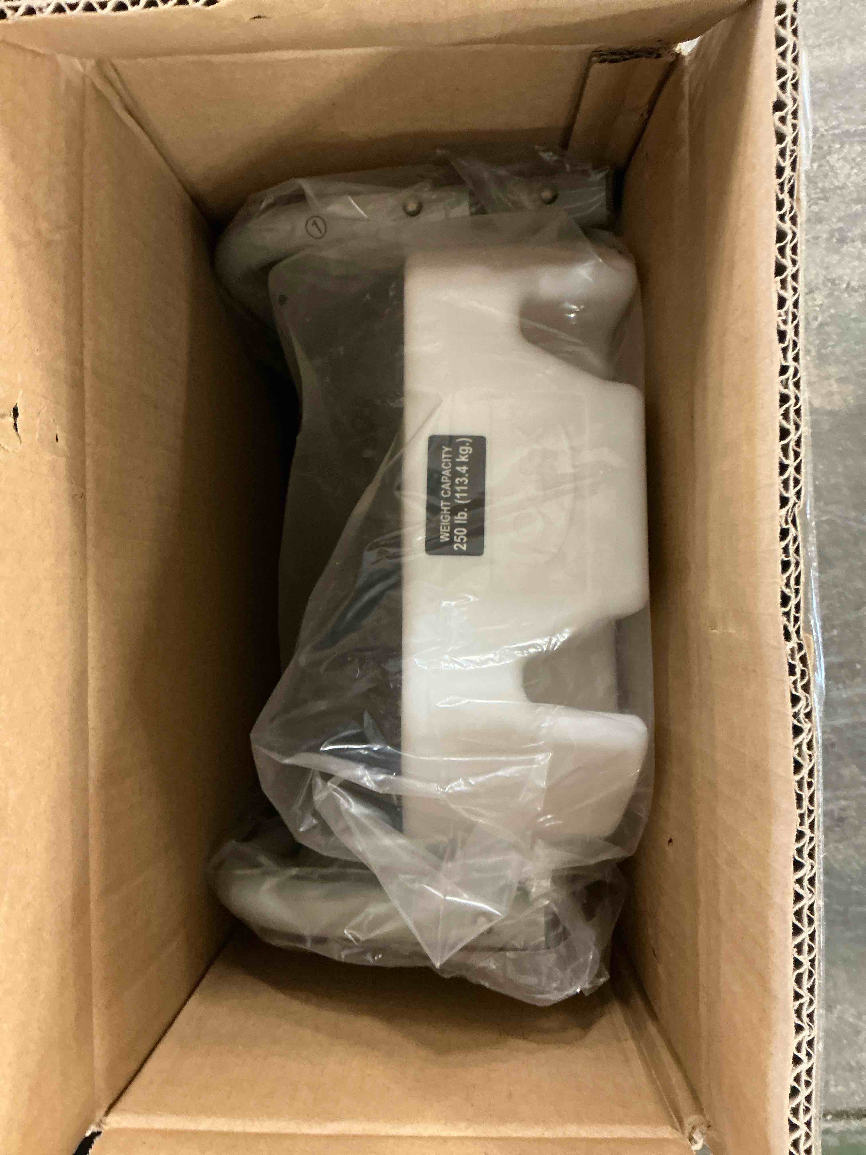 Condition photo showing Good Condition for carex 3.5 inch raised toilet seat with arms, round toilet seat riser, 300 lbs capacity, elevating and raising seat for elderly and handicap, universal, slip-resistant with padded handles, white
