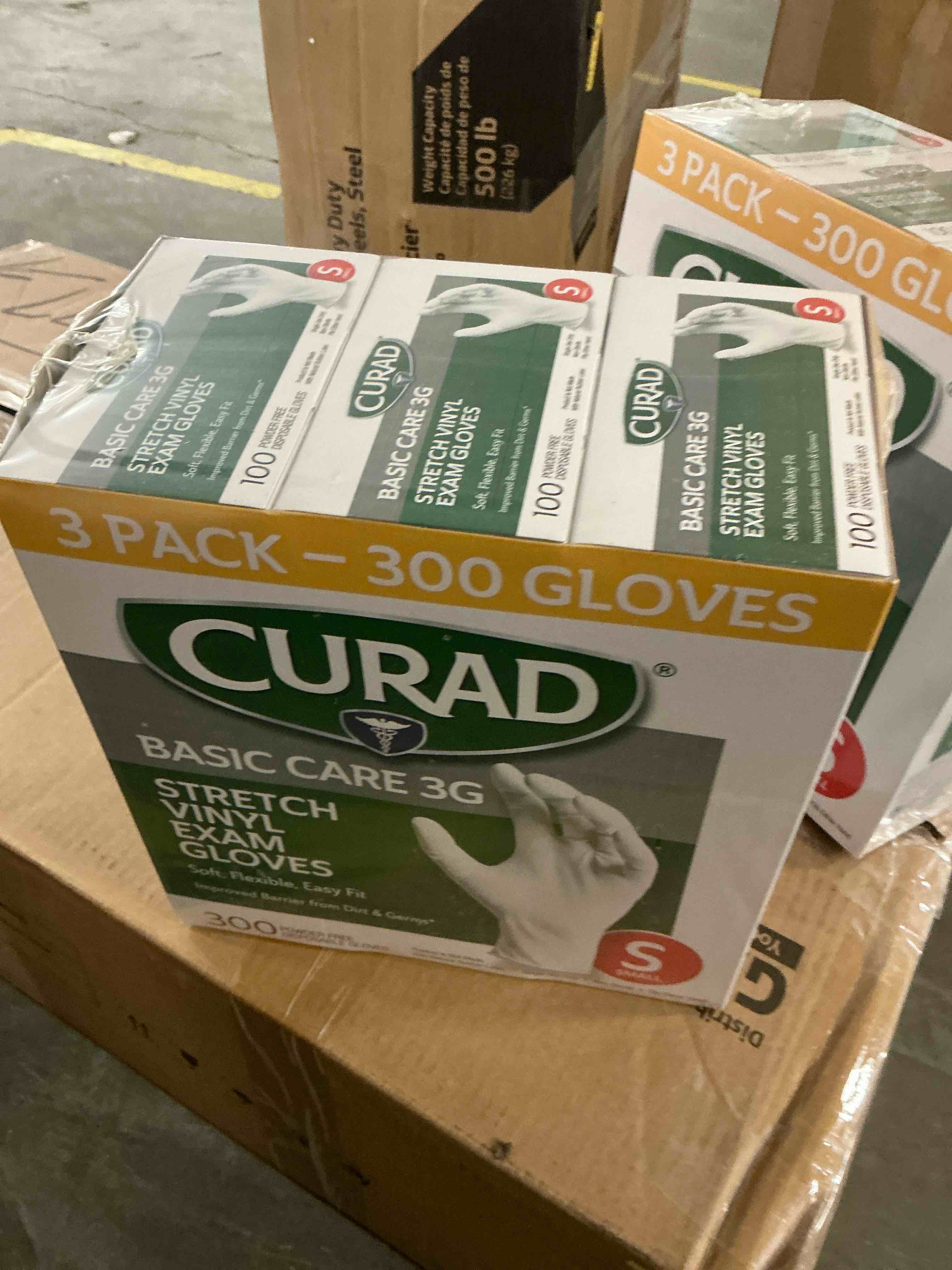 Condition photo showing New/Like New for curad basic care 3g stretch vinyl exam gloves, powder free, small, 100 count (pack of 3)