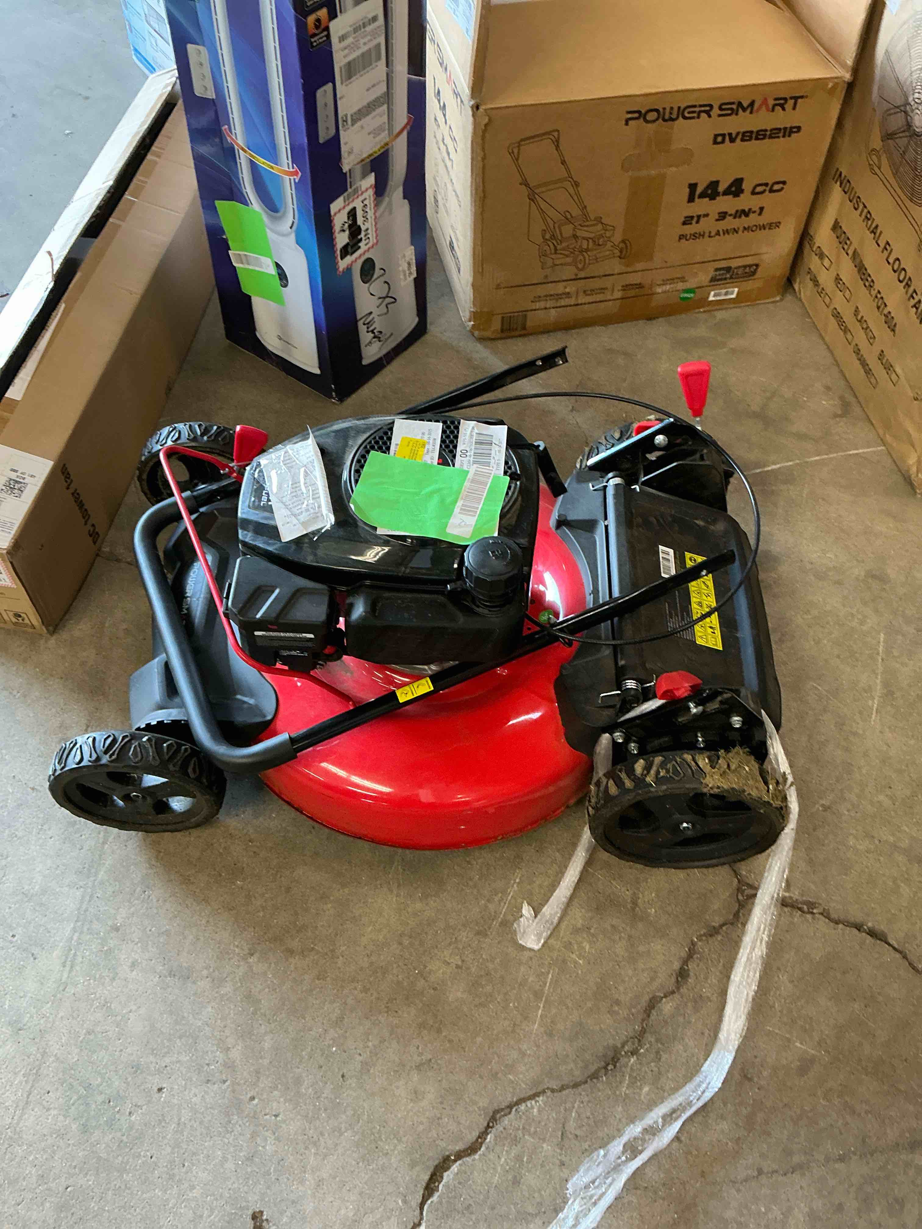 Condition photo showing As Is for powersmart 21  144cc gas push lawn mower   with 6-position height adjustment