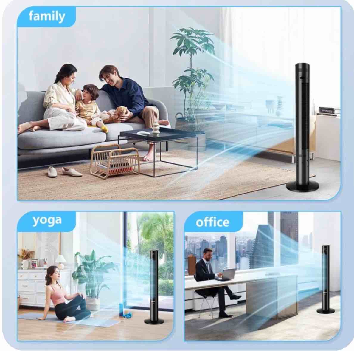 qunler 45 tower fan with remote oscillation 8 speeds 4 modes and 12h timer ultra quiet standing fan for bedroom office home black