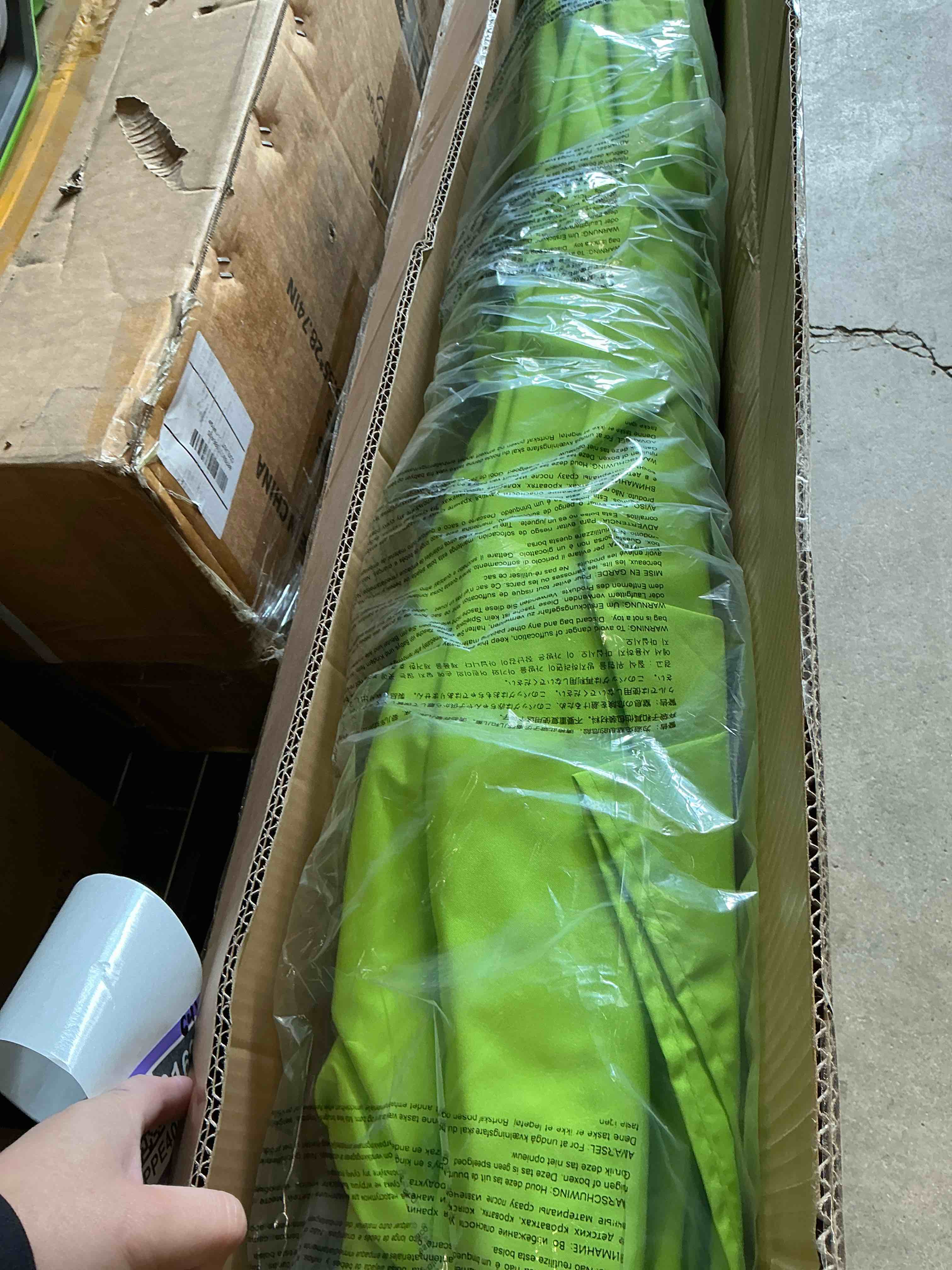 Condition photo showing Good Condition for jearey 15ft patio umbrella large outdoor umbrella extra double-sided market umbrella with crank handle for garden, deck, backyard and pool, apple green 15ft apple green