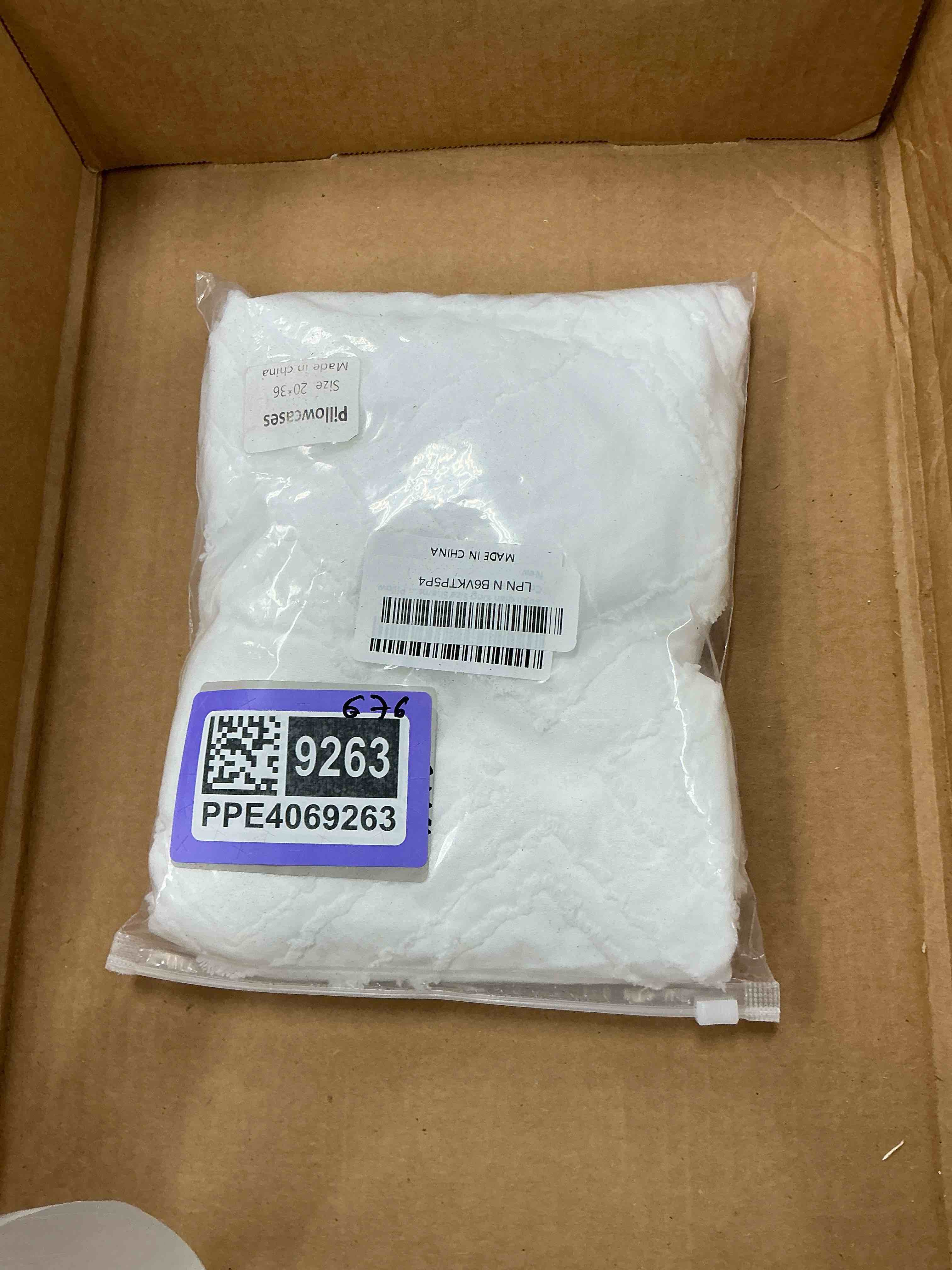 Condition photo showing Good Condition for king pillow shams 2 pack, king size pillowcases, soft microfiber geometric tufted pillow covers with envelope closure, white, 20x36 inches (no insert) white-grid king(20*36)