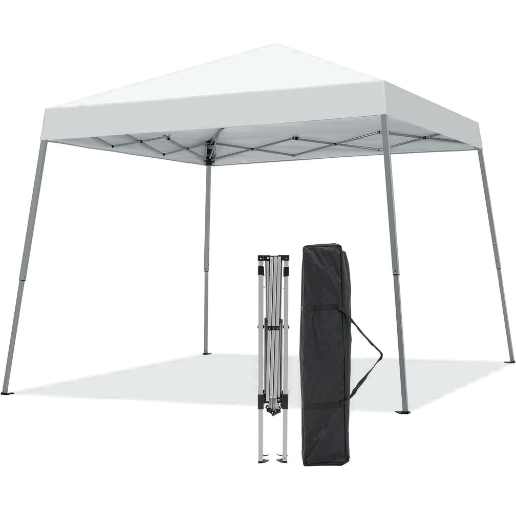 10x10 Pop Up Canopy  Outdoor Instant Slant Leg Canopy Tent with Portable Carrying Bag for Patio  Garden  Pool - White