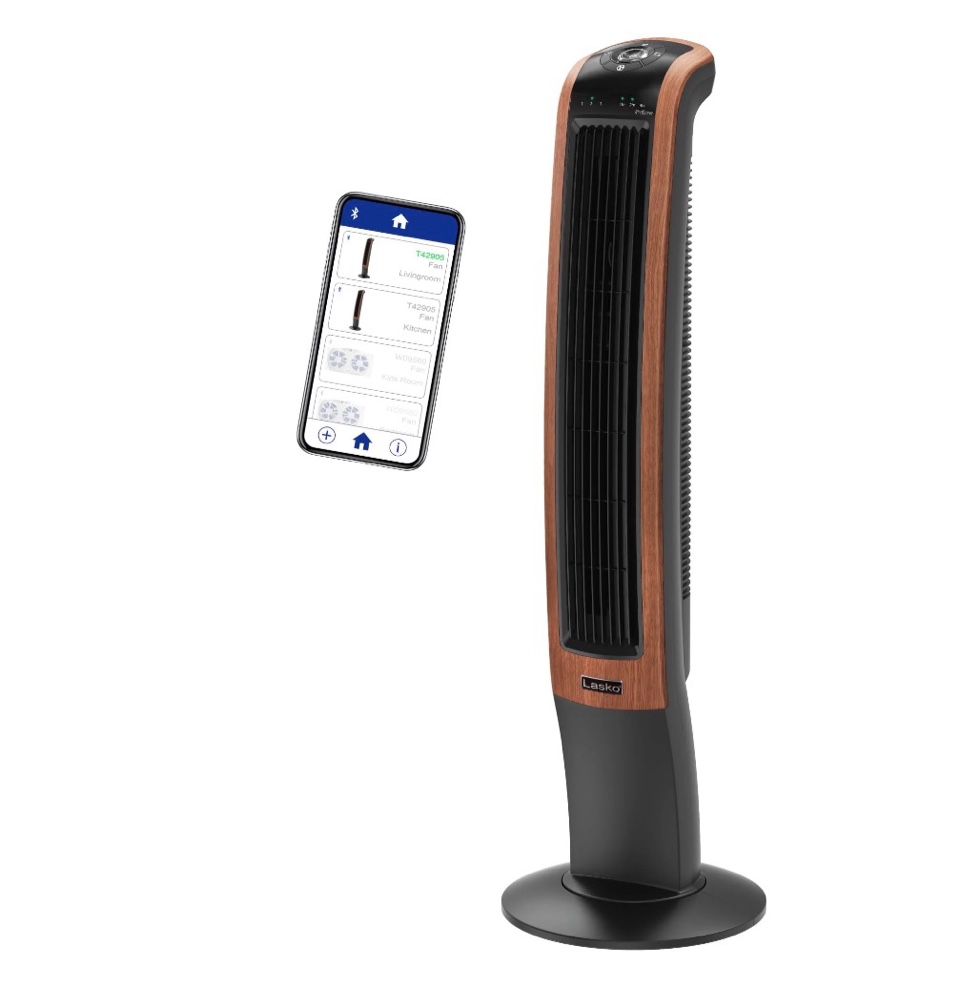 Lasko 42  Wind Curve Oscillating Tower Fan with Bluetooth® Technology  Black  T42905