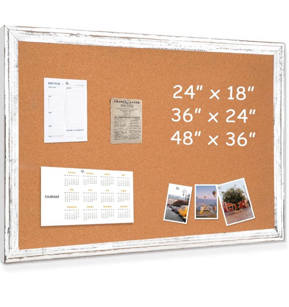 cork board bulletin board 48 x 36 white wood framed 4x3 corkboard office board for wall cork large wall mounted notice pin board with 10 push pins for school home & office