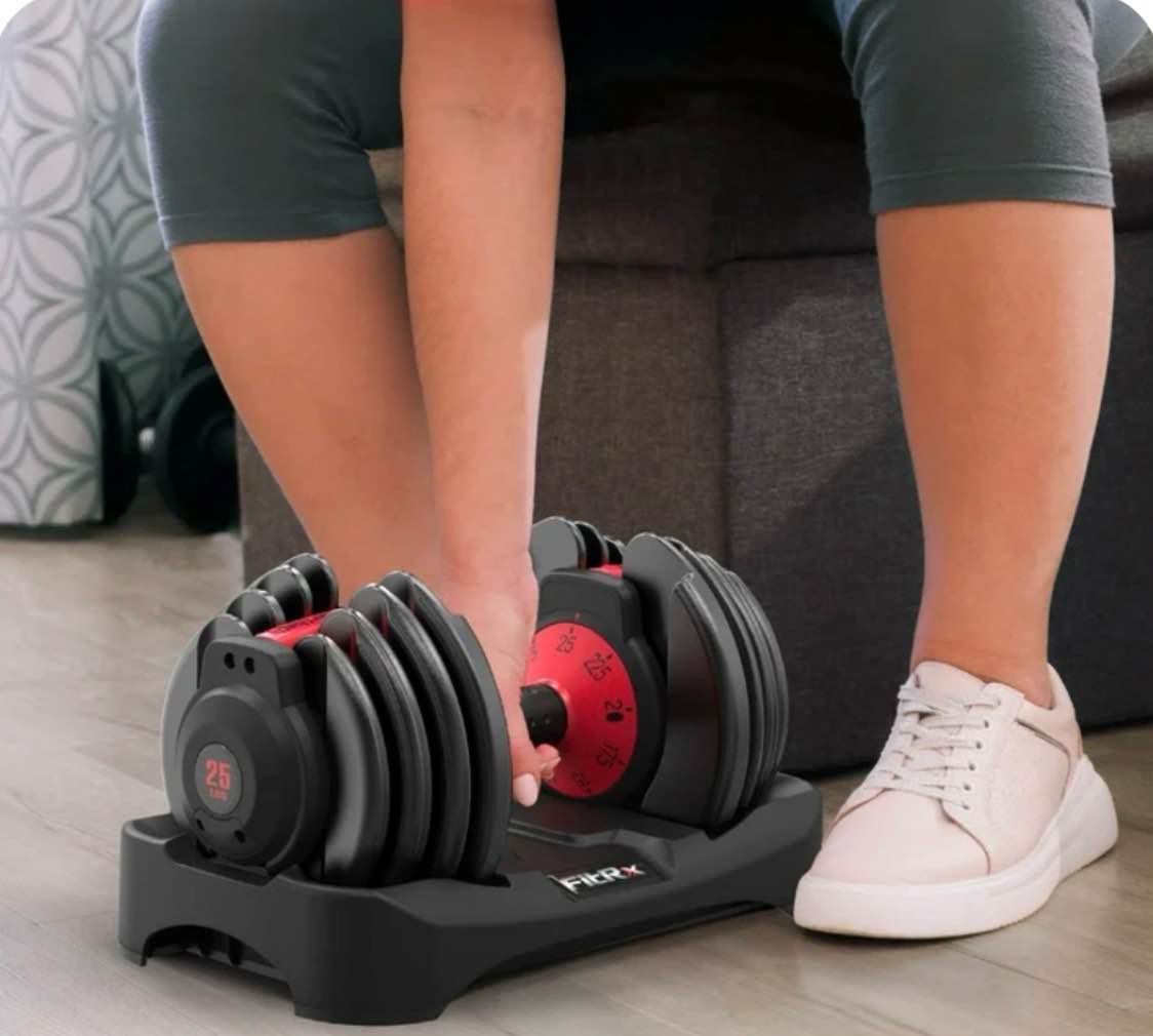 fitrx adjustable dumbbells 25lbs smartbell dumbbell set with quick-select weights for home gym