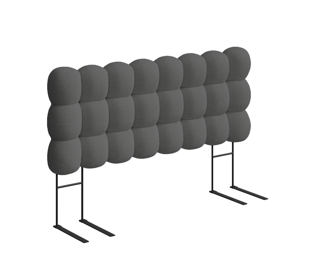 pinmoco queen size upholstered headboard with adjustable height, memory foam cloud-shaped ergonomic design, teddy fleece gray
