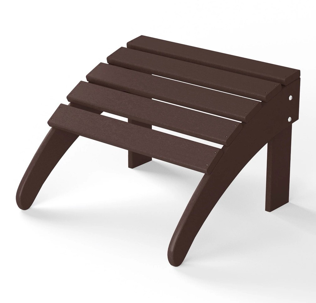 westintrends malibu outdoor adirondack ottoman – all-weather poly lumber folding footrest for patio porch dark brown