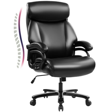 JONPONY Big and Tall Office Chair 500LBS Wide Seat Ergonomic Computer Desk Chair High Back Executive Leather Chair Adjustable Task Chair Lumbar Back S