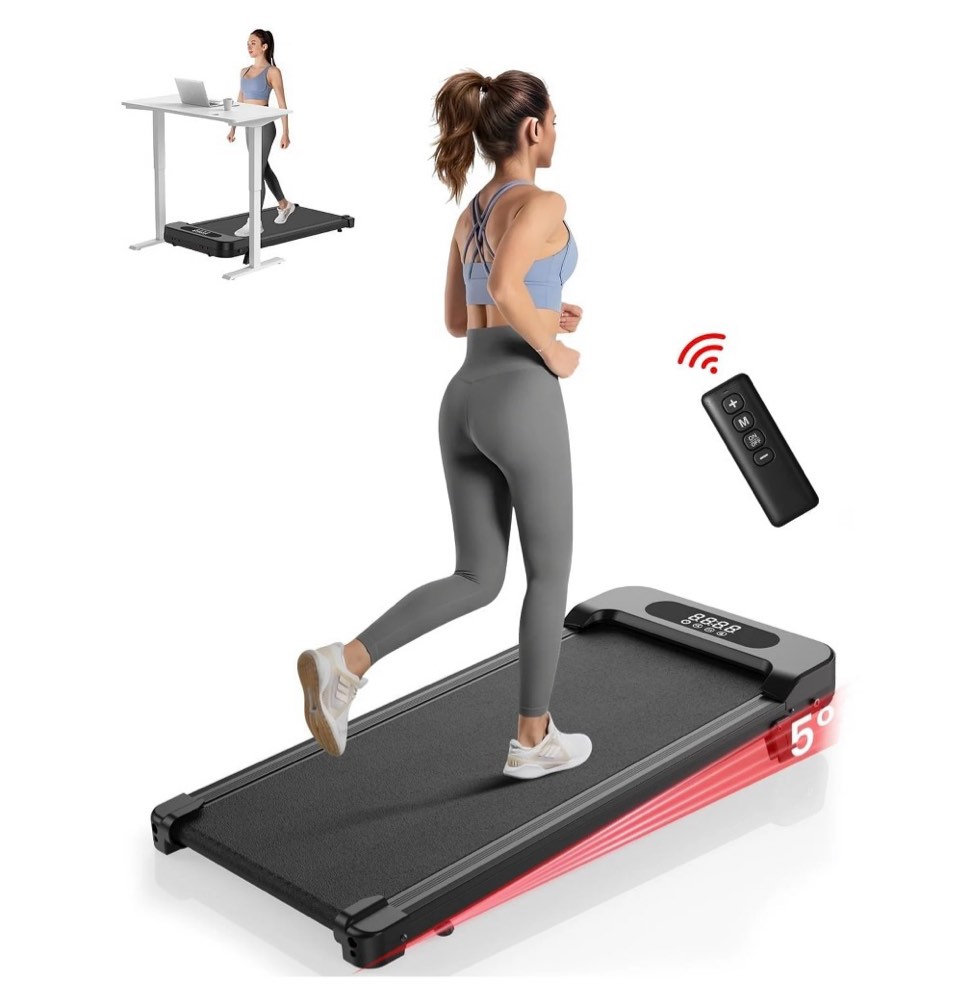 Bigzzia Walking Pad  2 in 1 Under Desk Treadmill with Remote Control and LCD Display  Compact Treadmill for Home & Office  Black