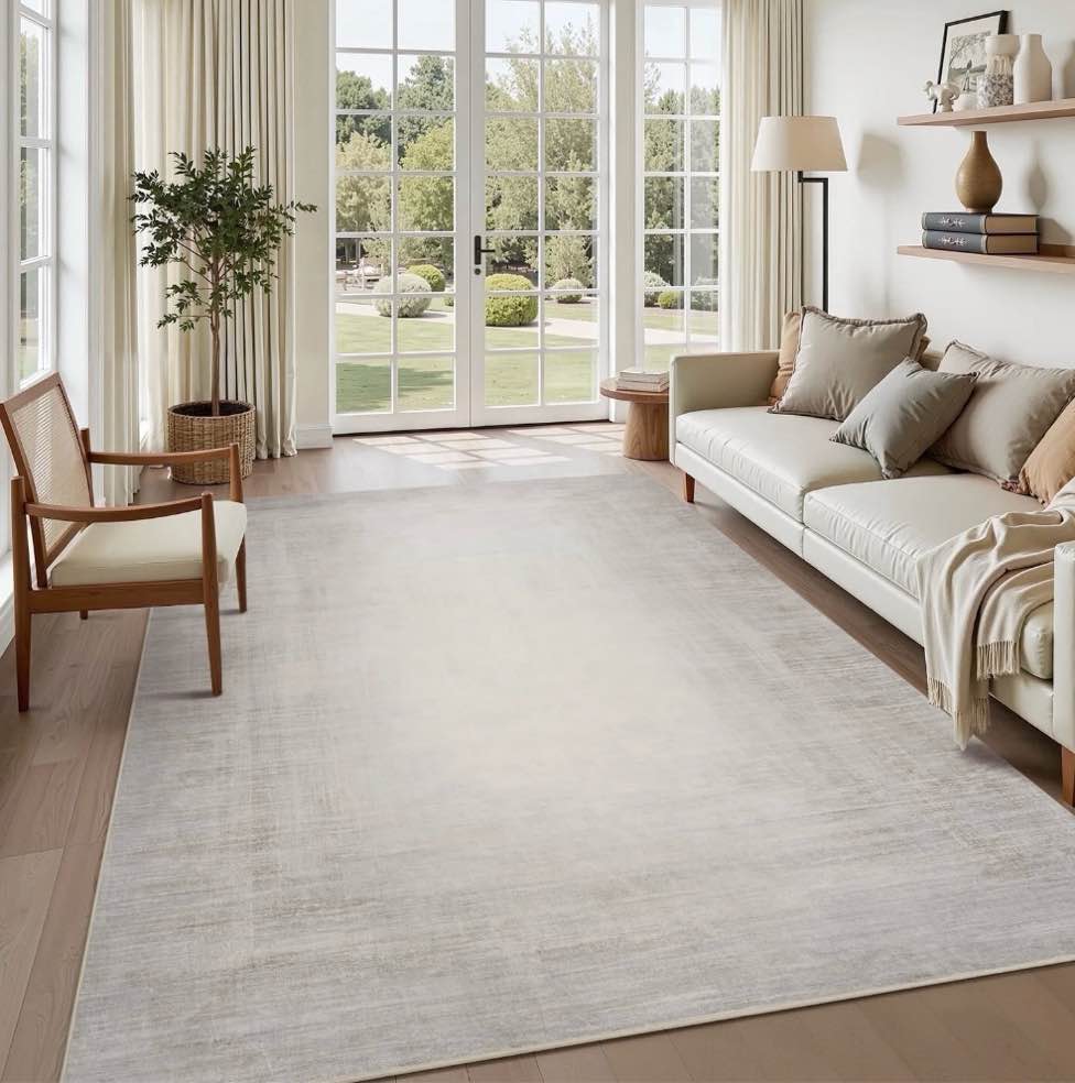 SIXHOME 9 x12  Area Rugs for Living Room Abstract Gradient Area Rugs Machine Washable Rugs Ultra Soft Neutral Carpet Rugs for Bedroom Dining Room Office Playroom Modern Home Decor Non Slip Rug Beige