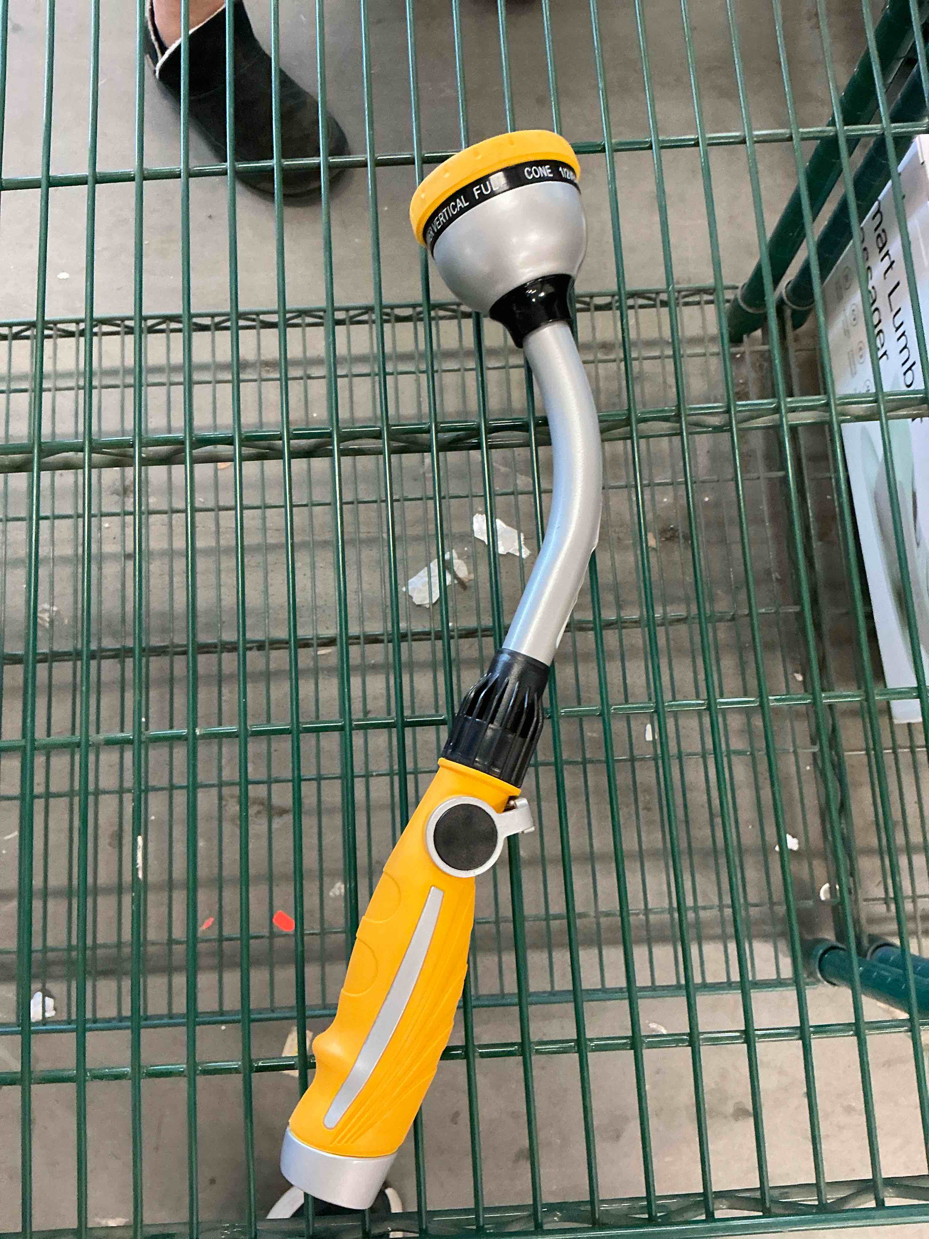 Condition photo showing Good Condition for restmo watering wand heavy duty, metal garden hose wand with 10 spray patterns, 15-inch long hose nozzle sprayer with thumb flow control, ideal to water hanging baskets and shrubs, yellow